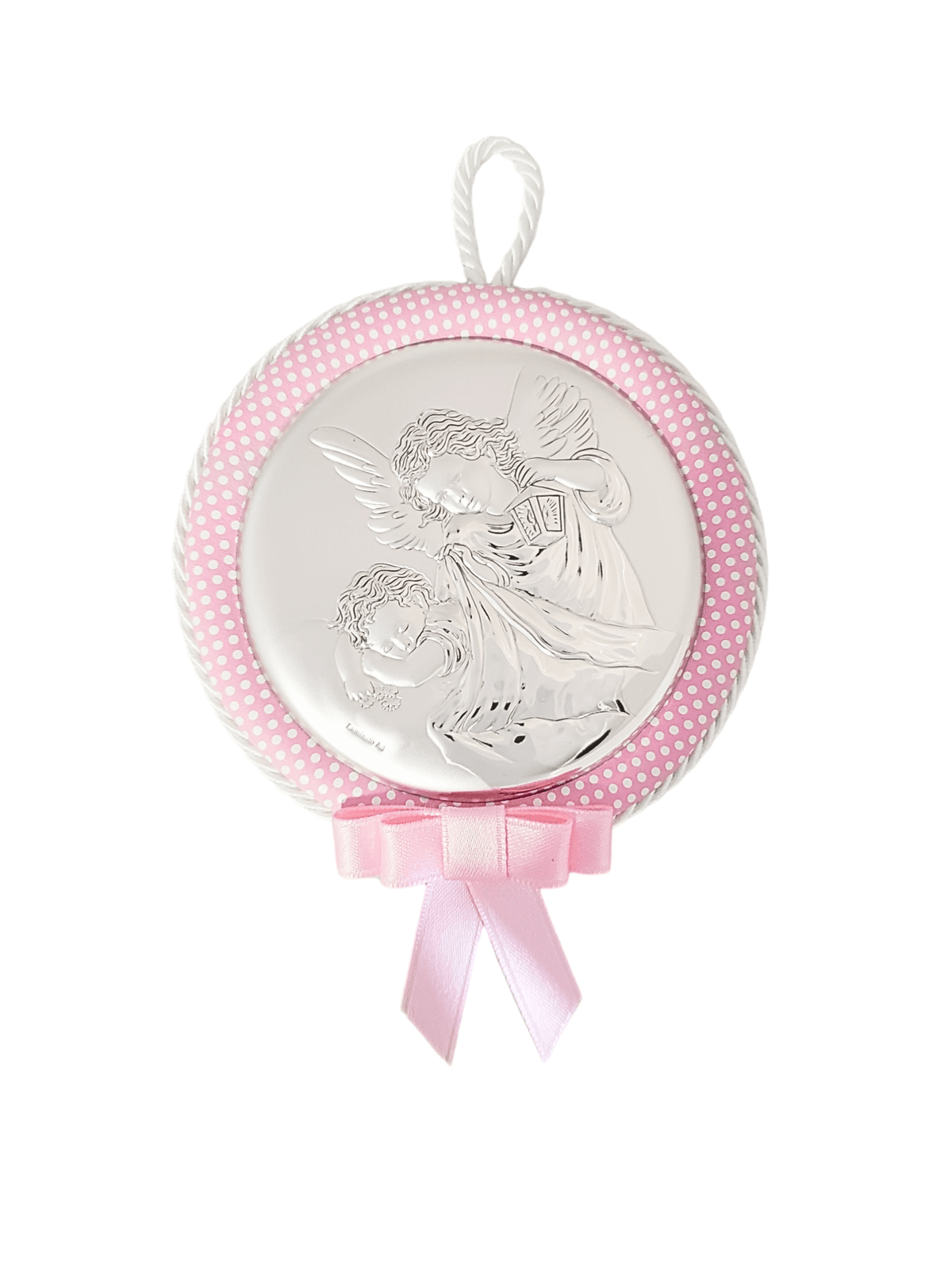 Medalhão de Berço com Medalha de Prata e Música (Meninas)-TerraCotta Arte Sacra