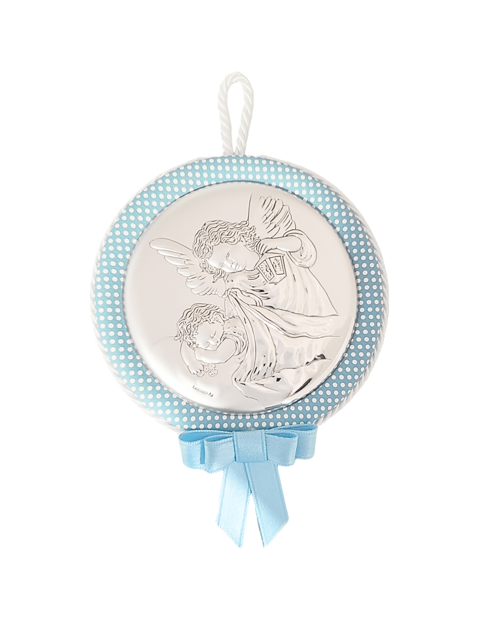 Medalhão de Berço com Medalha de Prata e Música (Meninos)-TerraCotta Arte Sacra