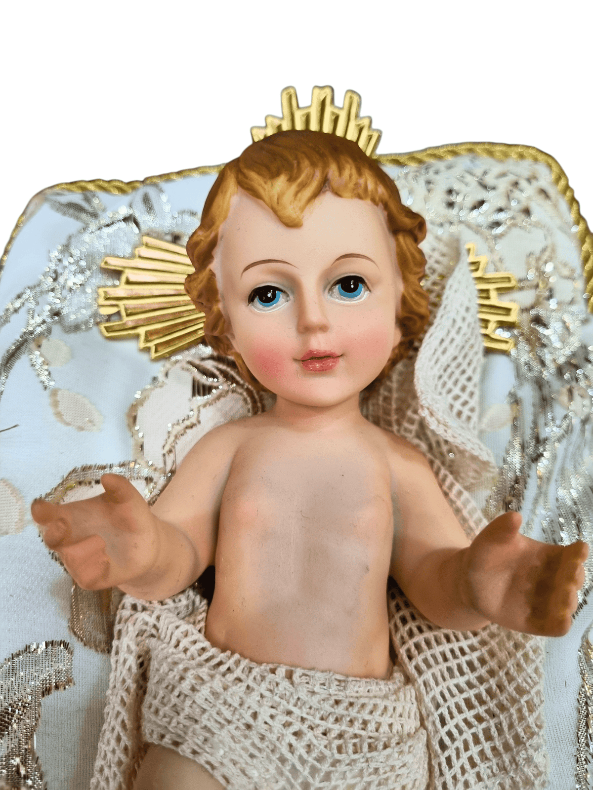 Menino Jesus de Resina Santini Italy Style com Almofada Vermelha 25 cm-TerraCotta Arte Sacra