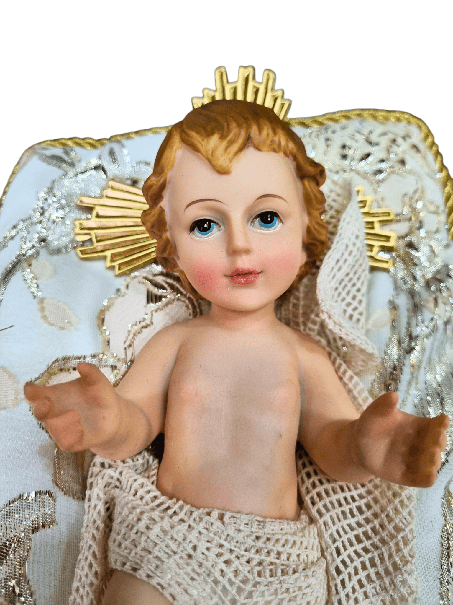 Menino Jesus de Resina Santini Italy Style com Almofada Vermelha 25 cm-TerraCotta Arte Sacra