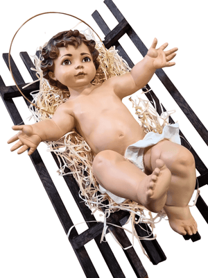 Menino Jesus em Pó de Mármore Colorido com Olhos de Vidro 45 cm-TerraCotta Arte Sacra