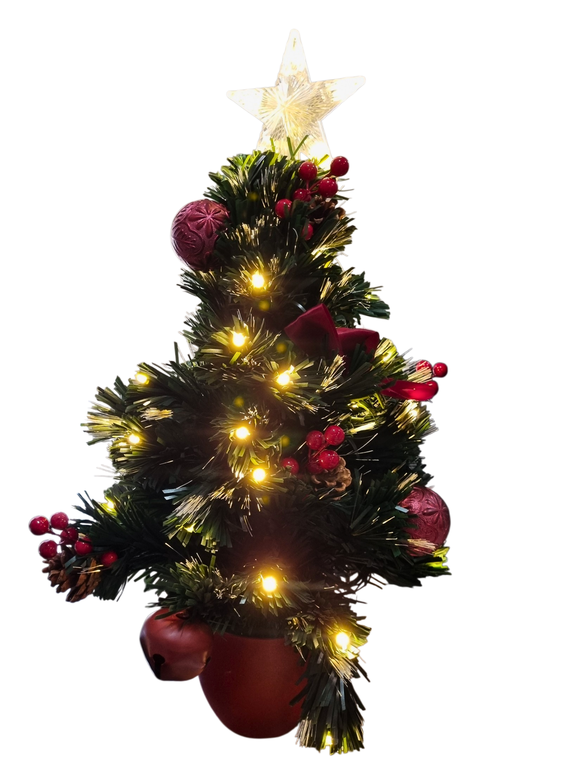 Mini Árvore de Natal com Led em PVC Vermelha e Verde 55 cm-TerraCotta Arte Sacra