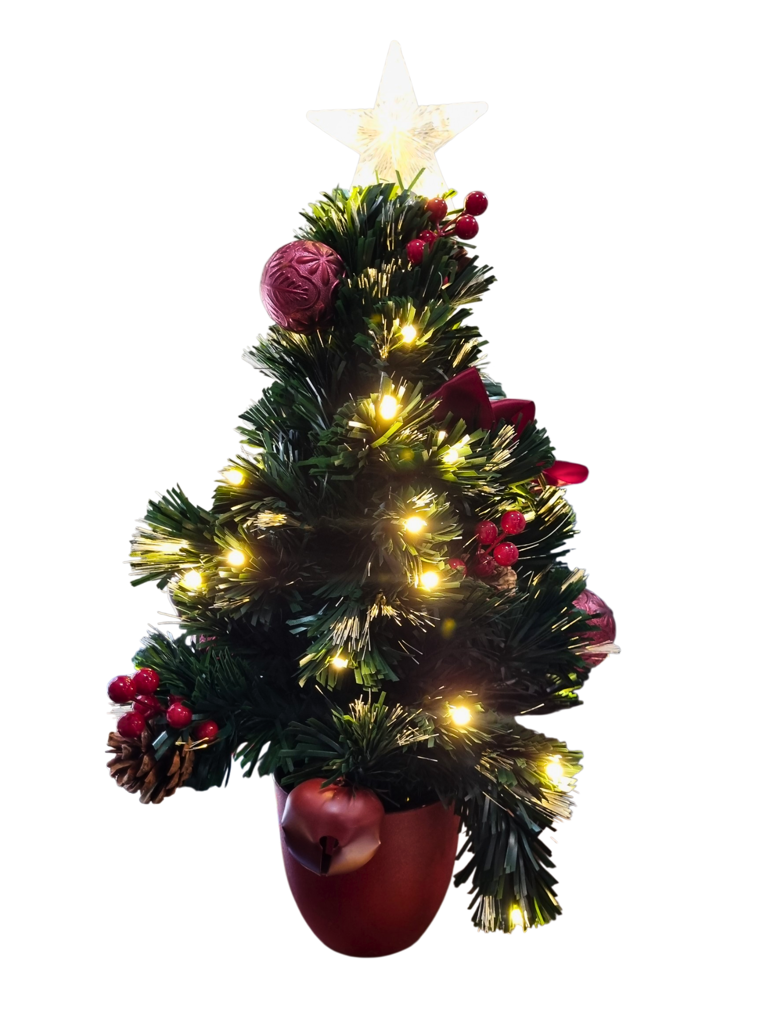 Mini Árvore de Natal com Led em PVC Vermelha e Verde 80 cm-TerraCotta Arte Sacra