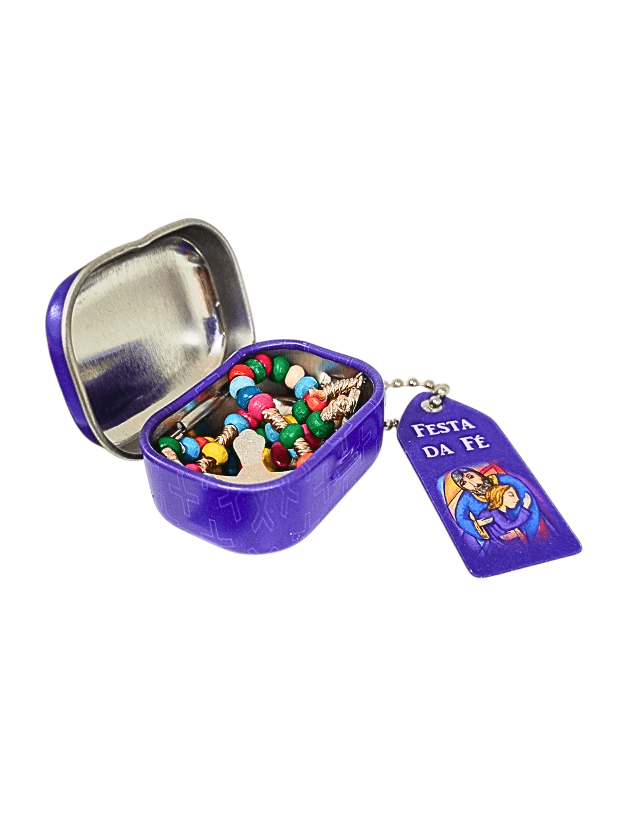 Mini Porta Terço Azul Primeira Comunhão com Terço-TerraCotta Arte Sacra