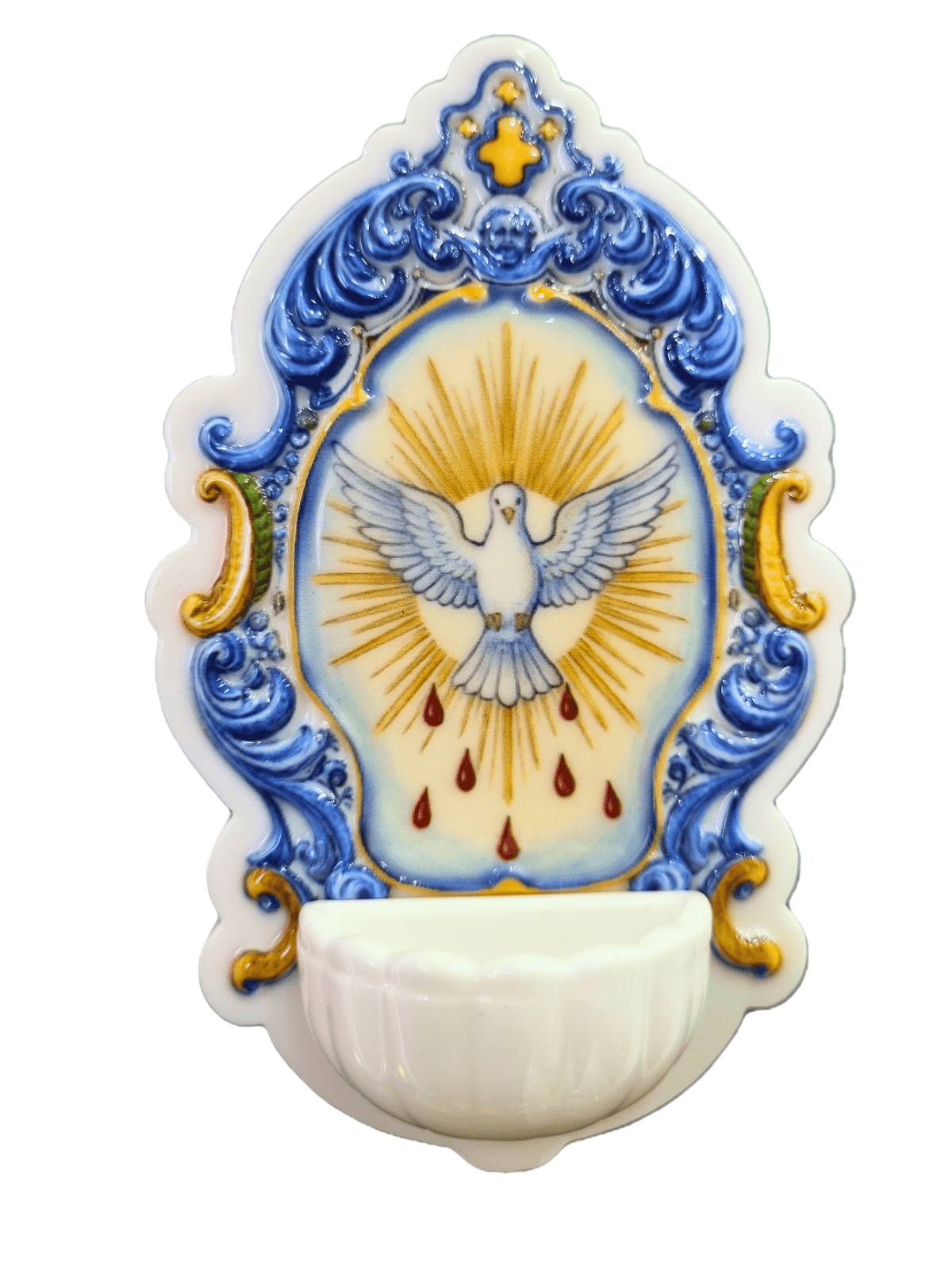 Pia de Água Benta Italiano Espírito Santo 11 cm x 6,5 cm-TerraCotta Arte Sacra