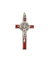 Pingente Italiano de Crucifixo de São Bento Esmaltado Vermelho-TerraCotta Arte Sacra