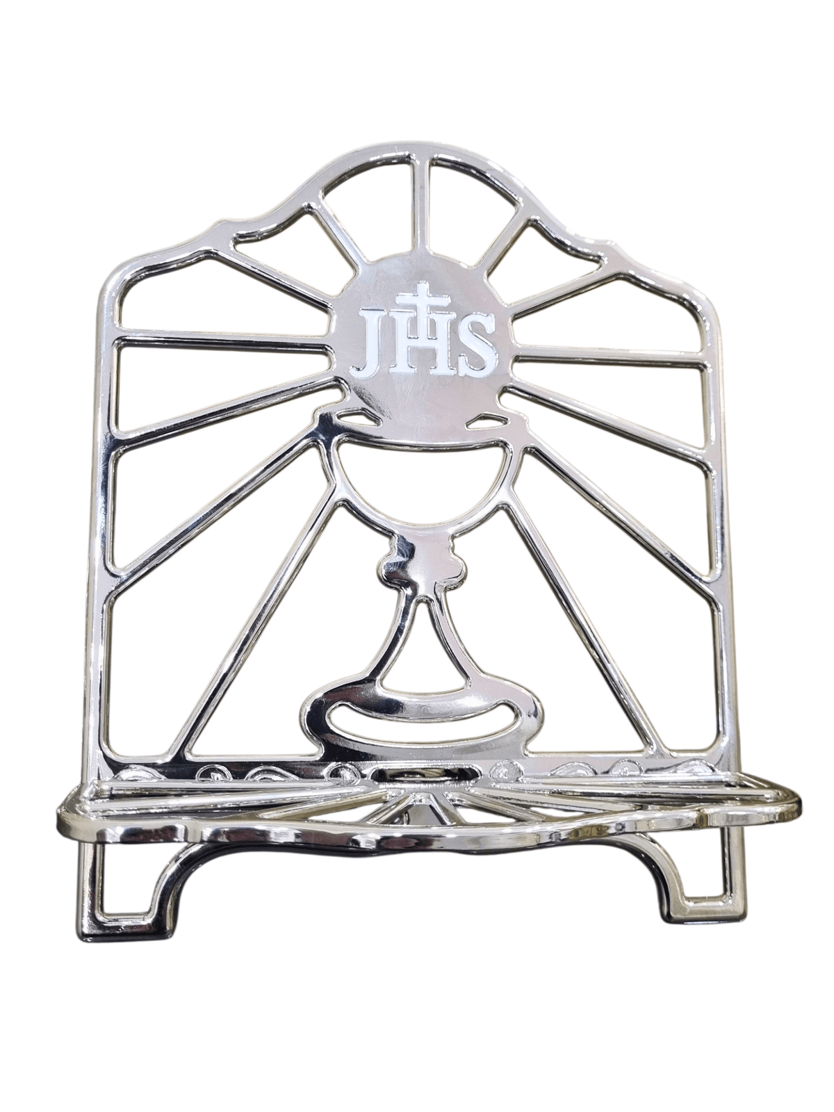 Porta Bíblia Jhs em Metal Prateado 21 cm-TerraCotta Arte Sacra
