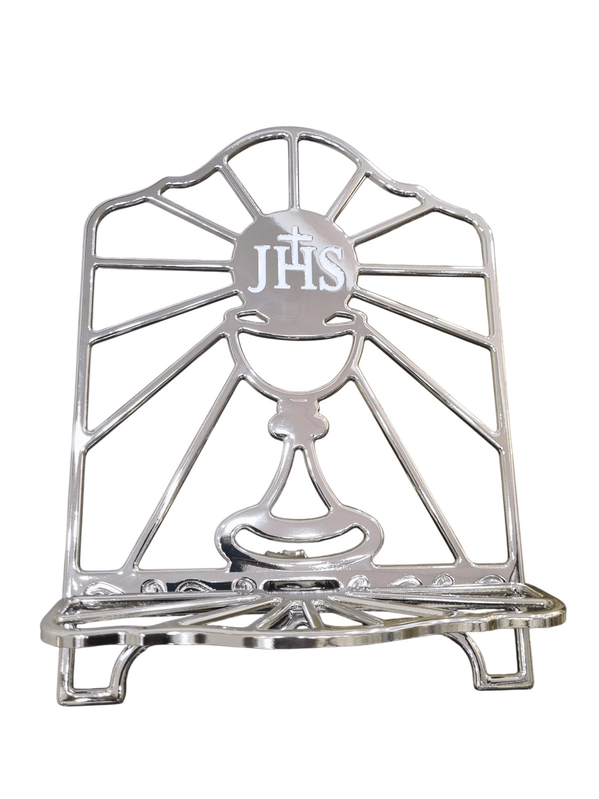 Porta Bíblia Jhs em Metal Prateado 26 cm-TerraCotta Arte Sacra