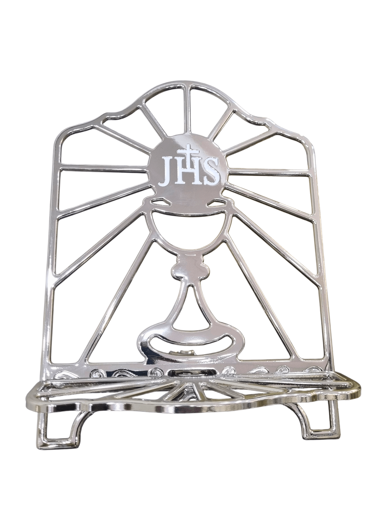 Porta Bíblia Jhs em Metal Prateado 26 cm-TerraCotta Arte Sacra