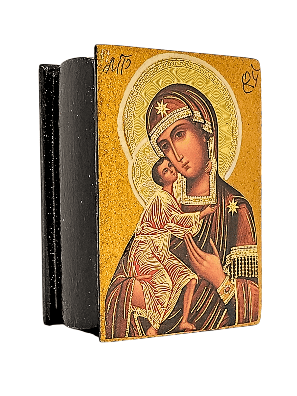 Porta Terço Bizantino Ícone Nossa Senhora da Ternura 7 x 5 x 3 cm-TerraCotta Arte Sacra