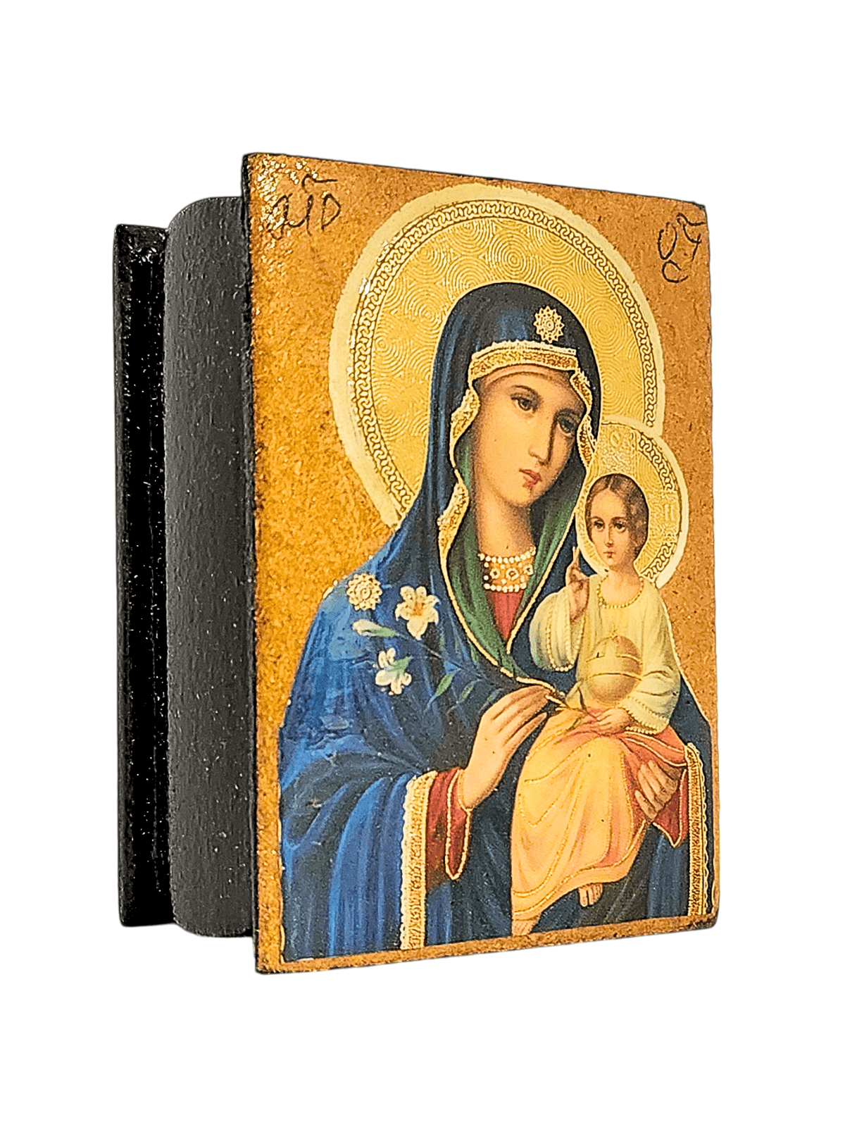 Porta Terço Bizantino Ícone Nossa Senhora do Lírio 7 x 5 x 3 cm-TerraCotta Arte Sacra