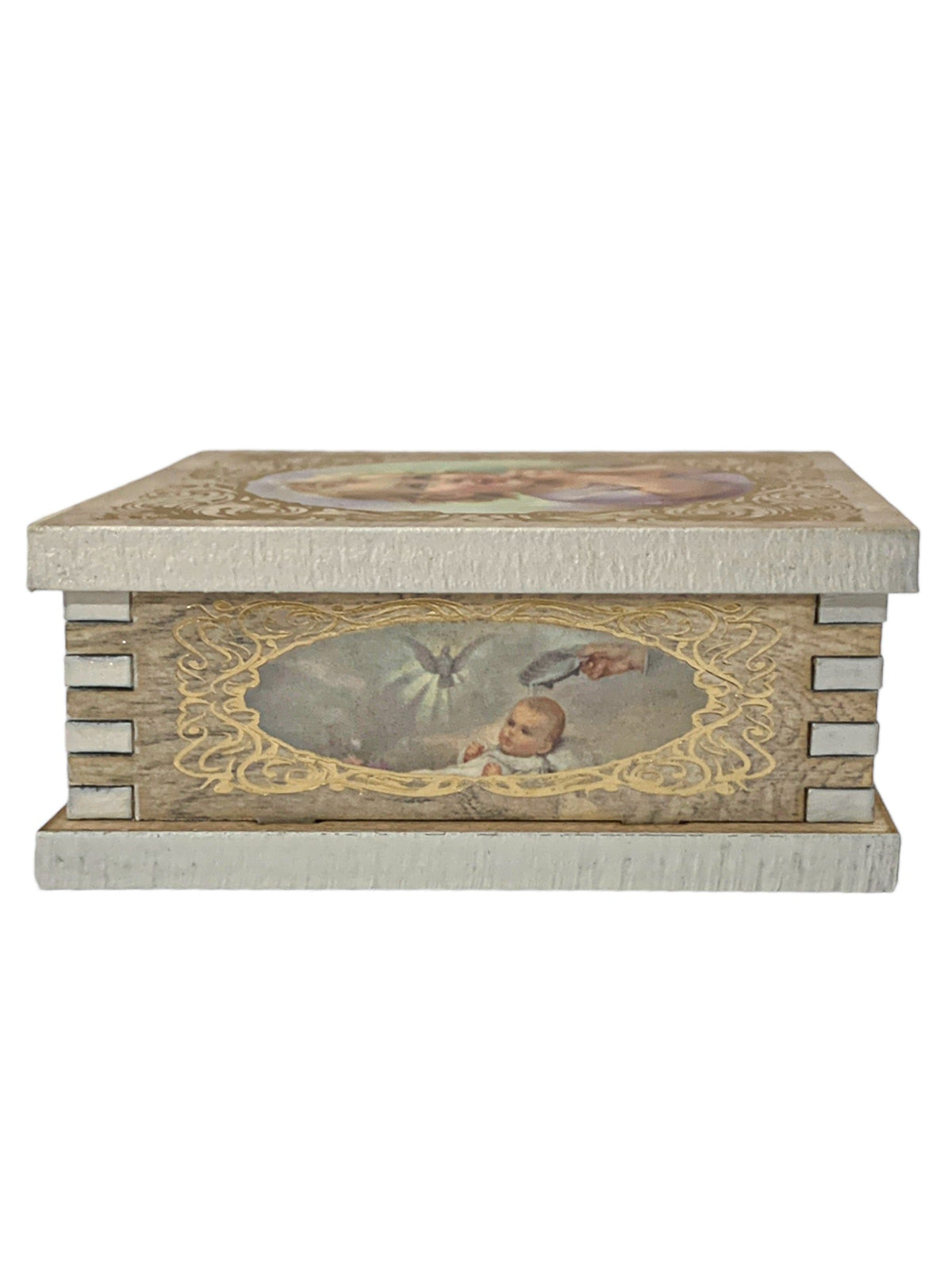 Porta Terço Italiano de Madeira Batismo-TerraCotta Arte Sacra