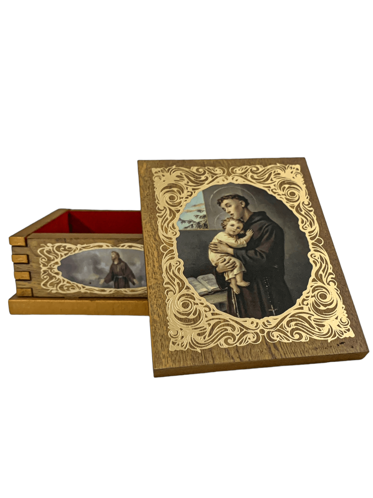 Porta Terço Italiano de Madeira Santo Antônio-TerraCotta Arte Sacra