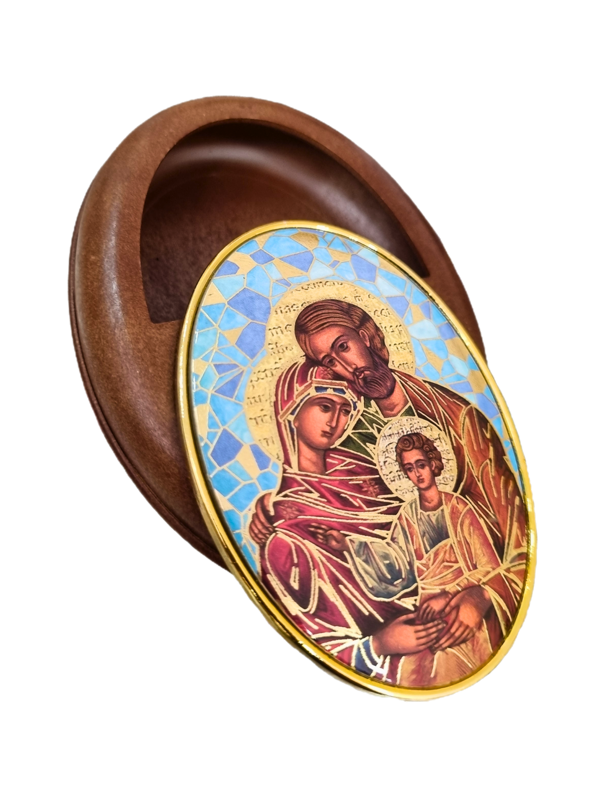 Porta Terço Oval Italiano Sagrada Família Ortodoxa 6,5 x 8,5 cm-TerraCotta Arte Sacra