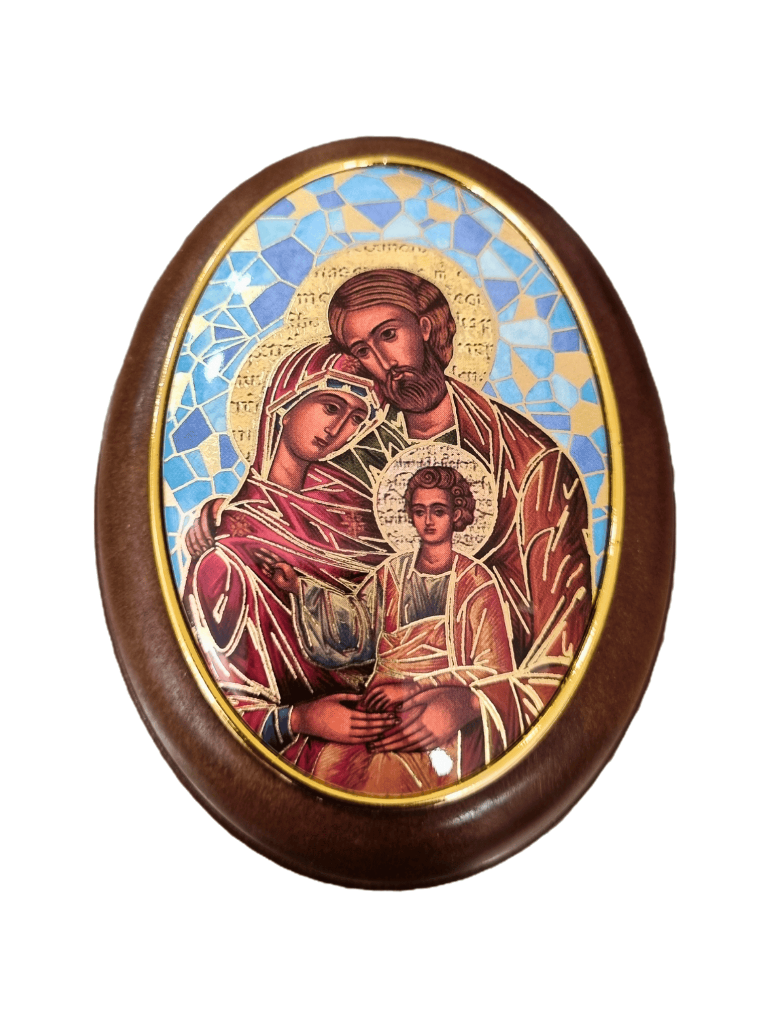 Porta Terço Oval Italiano Sagrada Família Ortodoxa 6,5 x 8,5 cm-TerraCotta Arte Sacra