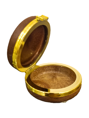 Porta Terço Redondo com Prata Nossa Senhora das Graças 5,5 cm x 5,5 cm-TerraCotta Arte Sacra