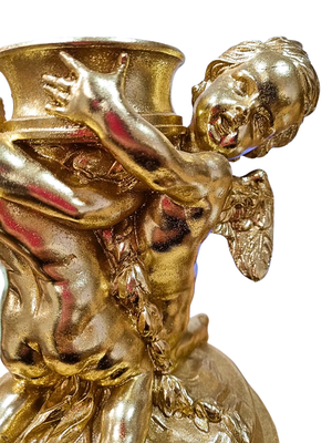 Porta Vela em Resina Anjos Brincando 25 cm-TerraCotta Arte Sacra