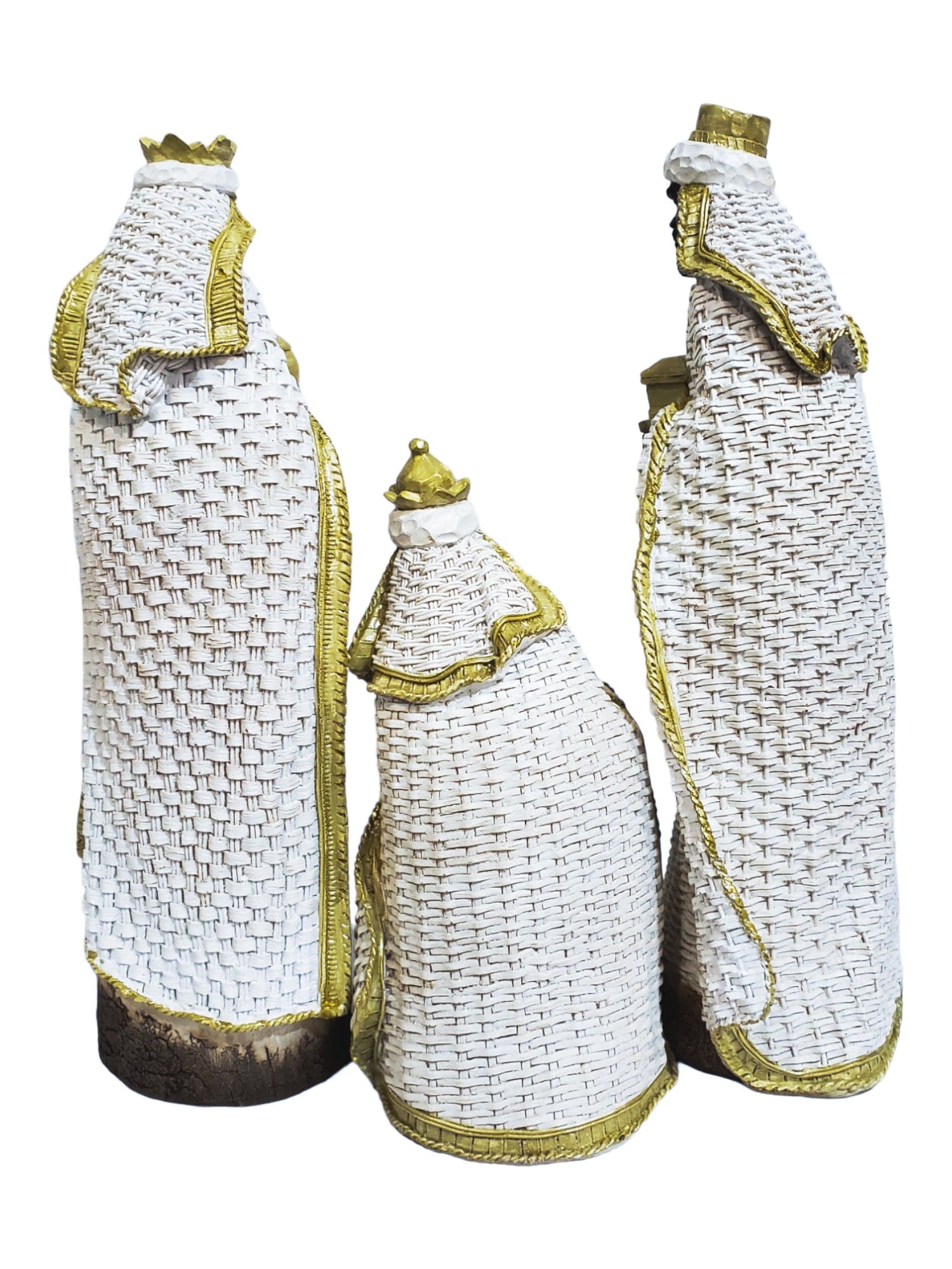Presépio em Resina Branco com Dourado 7 peças-TerraCotta Arte Sacra