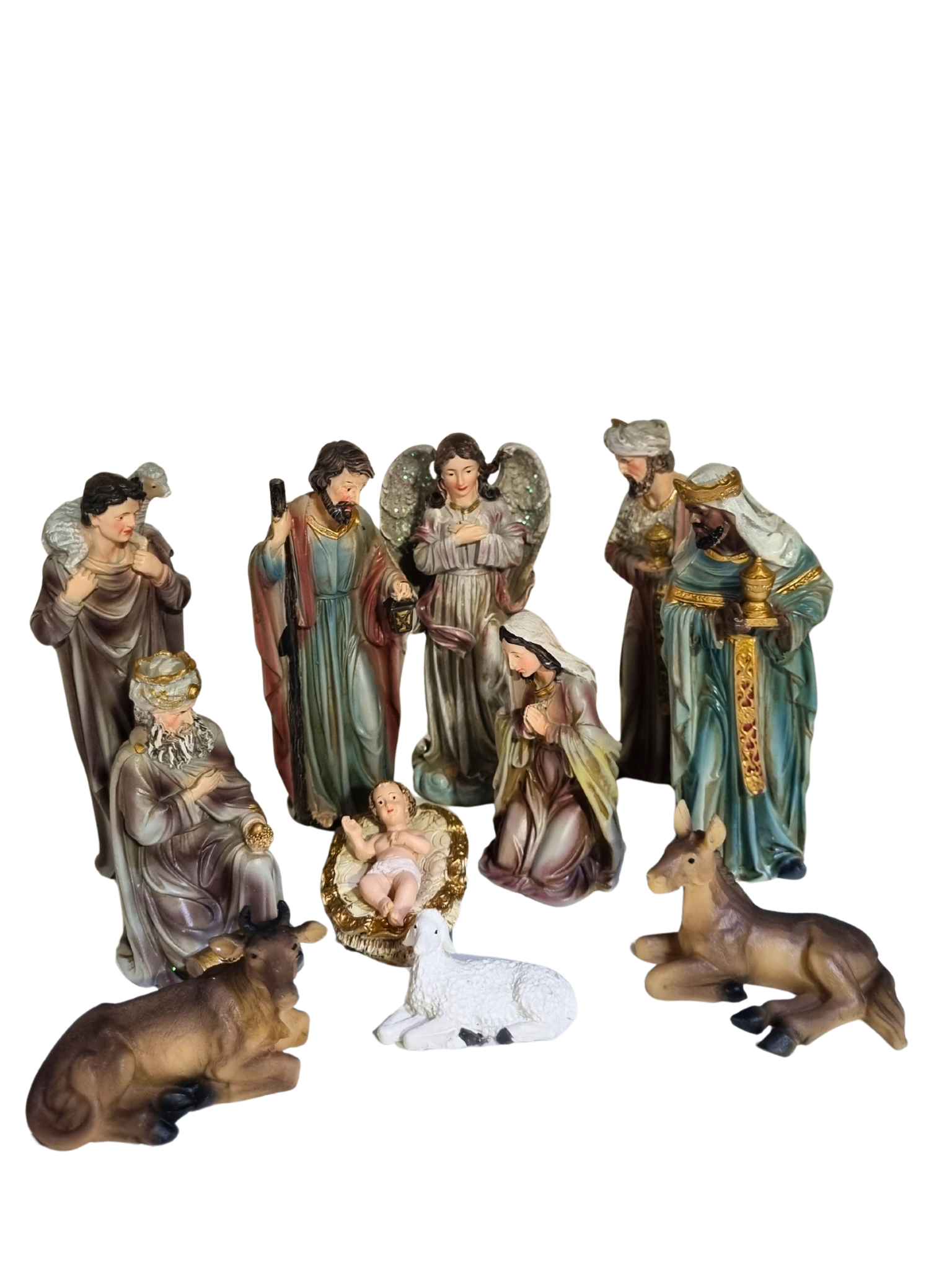 Presépio em Resina Esverdeado 11 peças 13 cm-TerraCotta Arte Sacra
