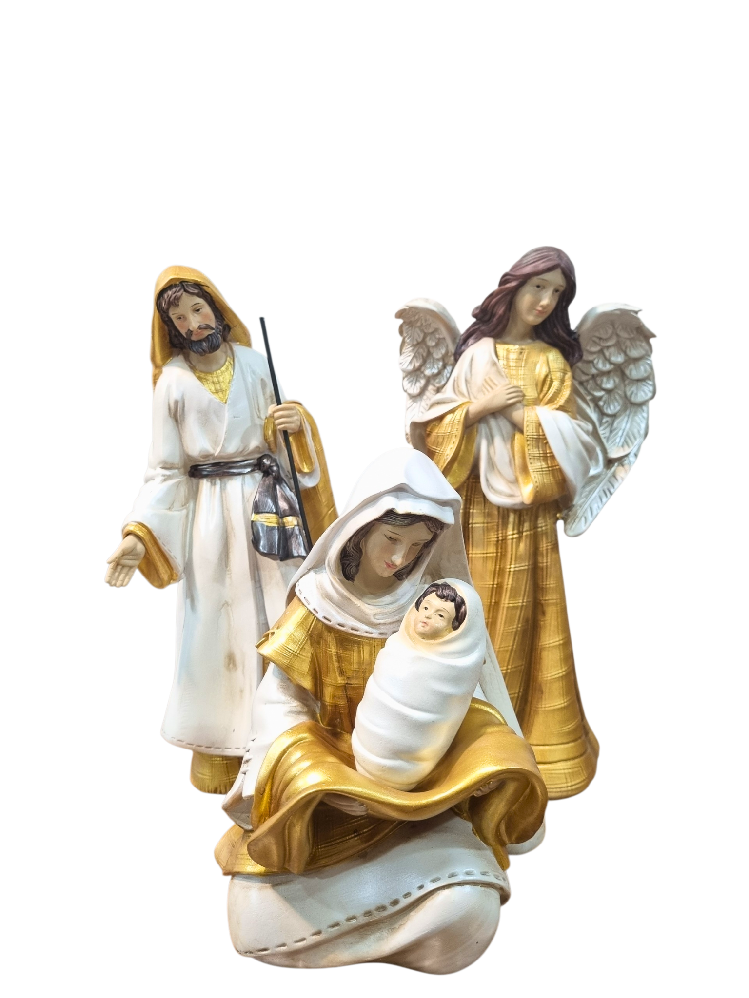 Presépio em Resina Vestia Branca e Dourado 11 peças 30 cm-TerraCotta Arte Sacra