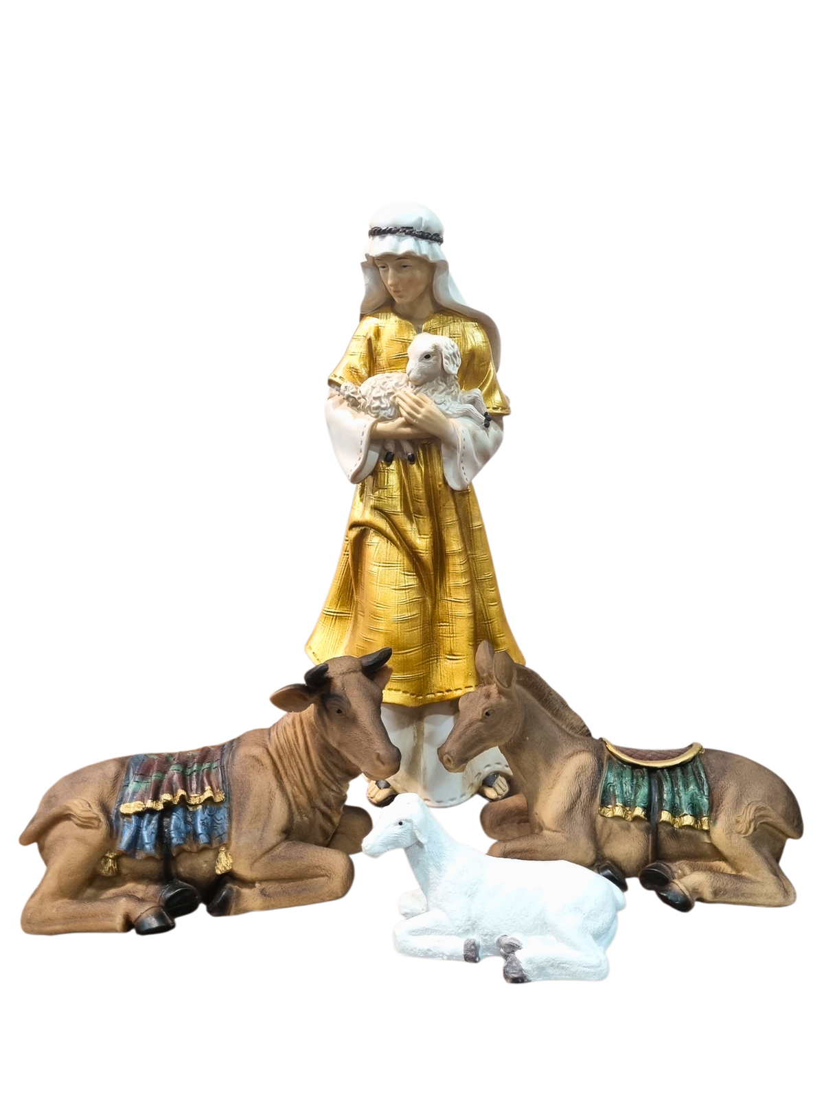 Presépio em Resina Vestia Branca e Dourado 11 peças 30 cm-TerraCotta Arte Sacra