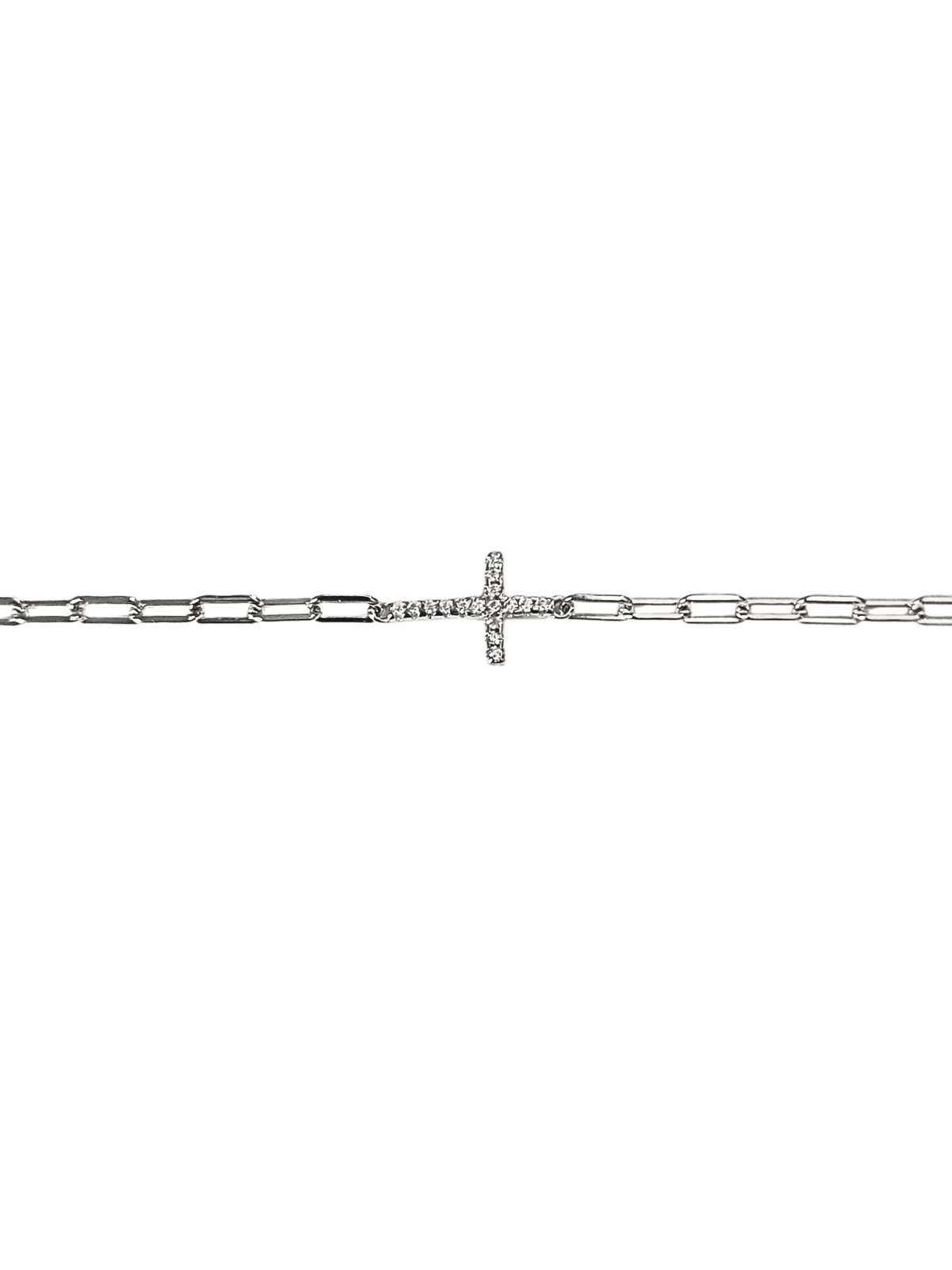 Pulseira Cartier com Cruz Cravejada de Zircônias Brancas em Prata de Lei 925-TerraCotta Arte Sacra