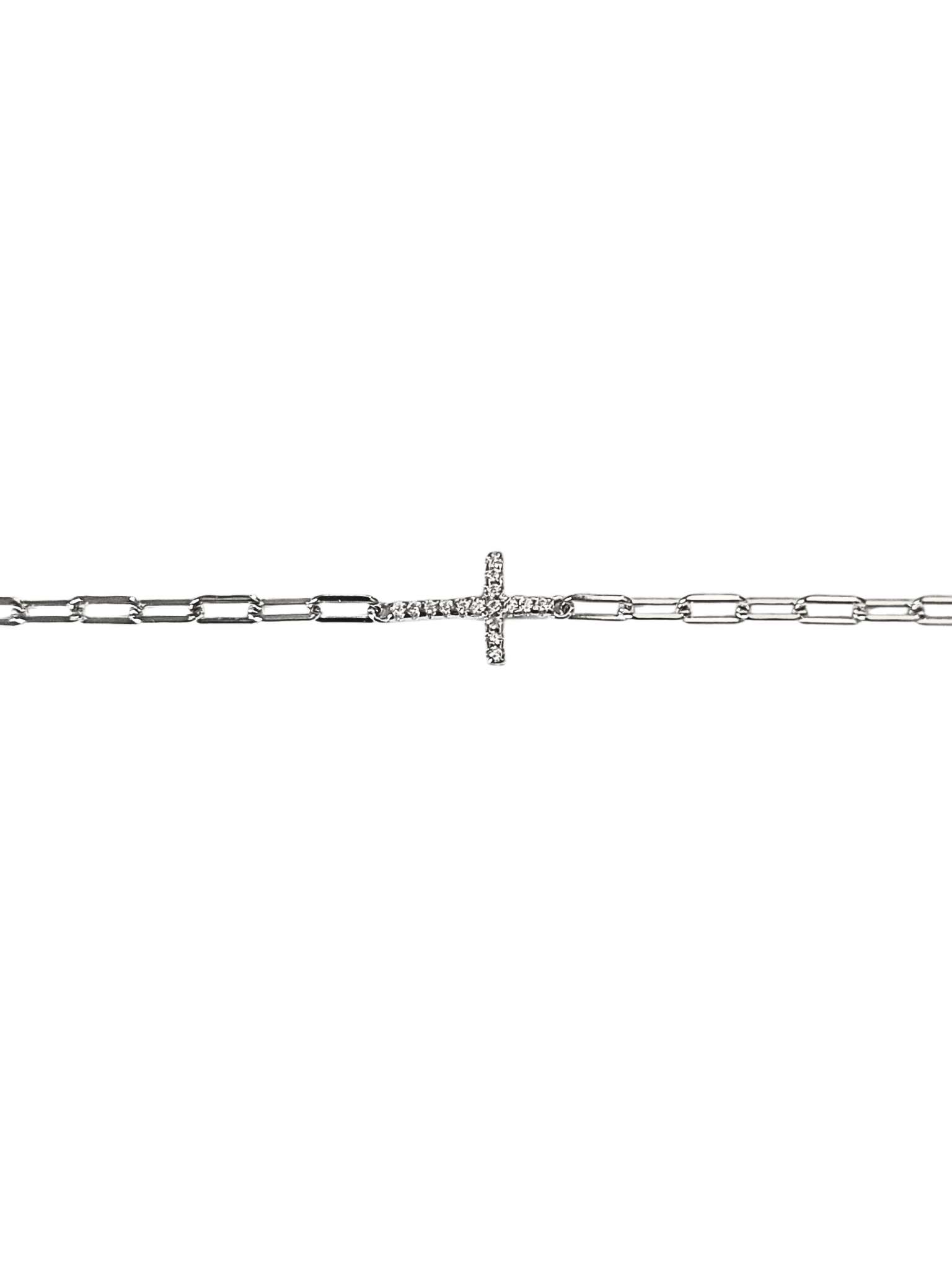 Pulseira Cartier com Cruz Cravejada de Zircônias Brancas em Prata de Lei 925-TerraCotta Arte Sacra
