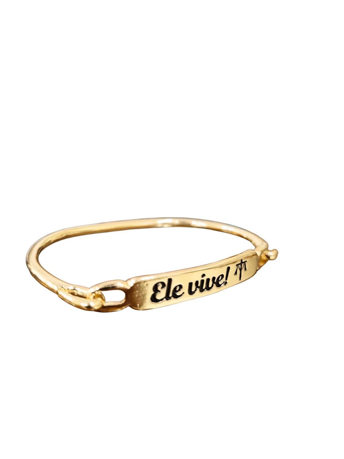 Pulseira Ele Vive em Metal Dourada 6 cm-TerraCotta Arte Sacra