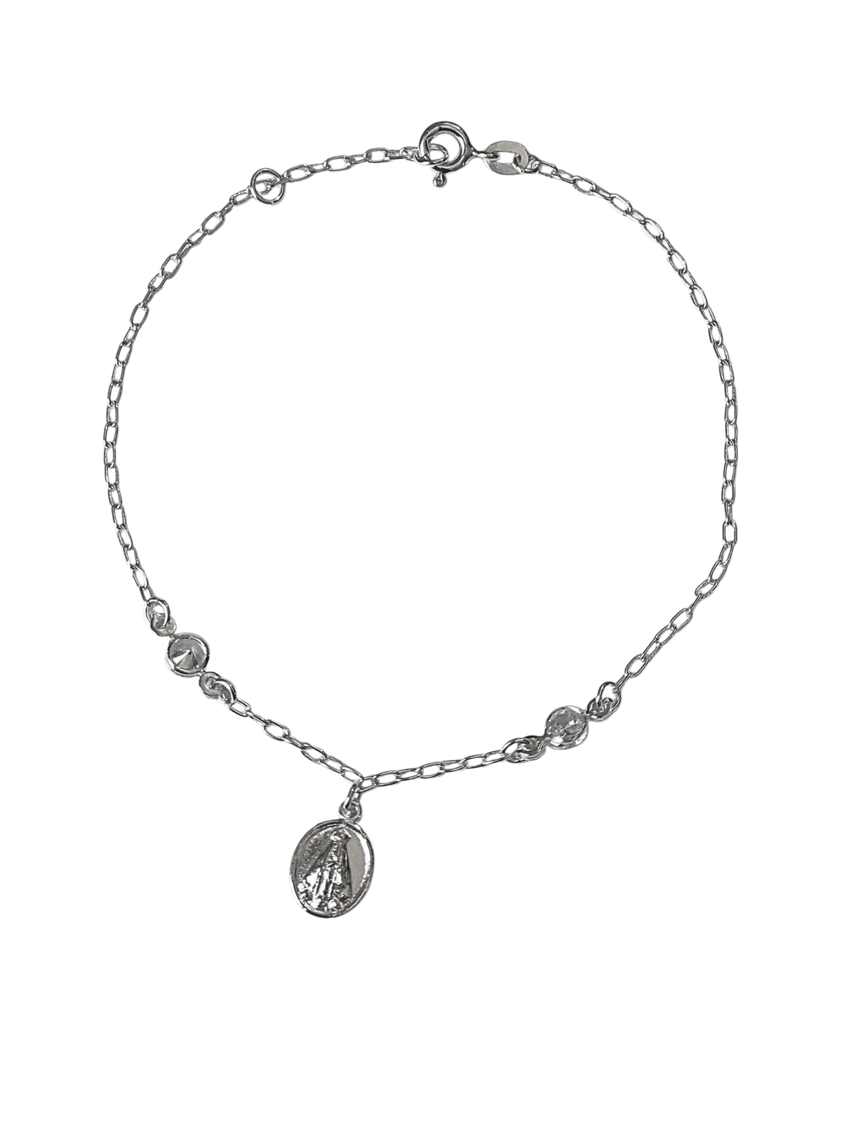 Pulseira Nossa Senhora Aparecida e Zircônias Brancas em Prata de Lei 925-TerraCotta Arte Sacra