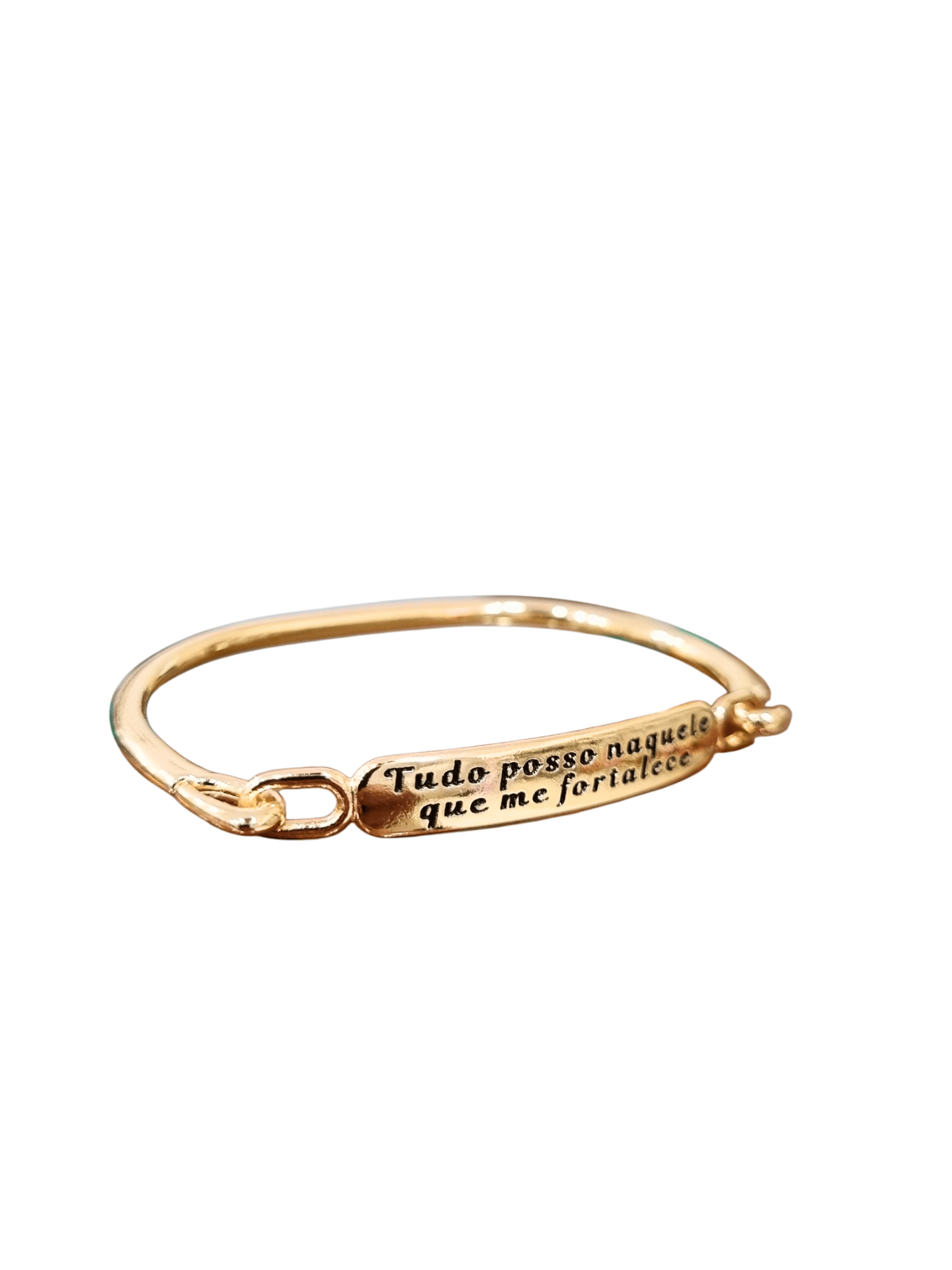 Pulseira Tudo Posso Naquele Que Me Fortalece em Metal Dourada 6 cm-TerraCotta Arte Sacra