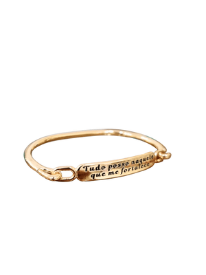 Pulseira Tudo Posso Naquele Que Me Fortalece em Metal Dourada 6 cm-TerraCotta Arte Sacra