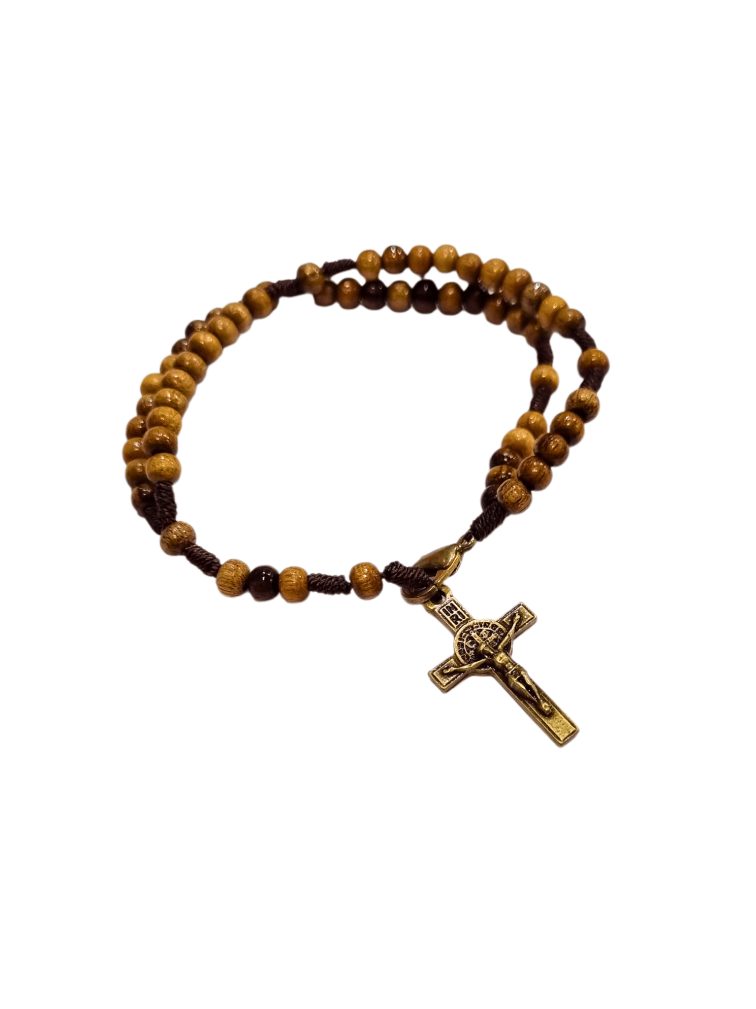 Pulseira de Cruz de São Bento em Madeira de Imbuia-TerraCotta Arte Sacra