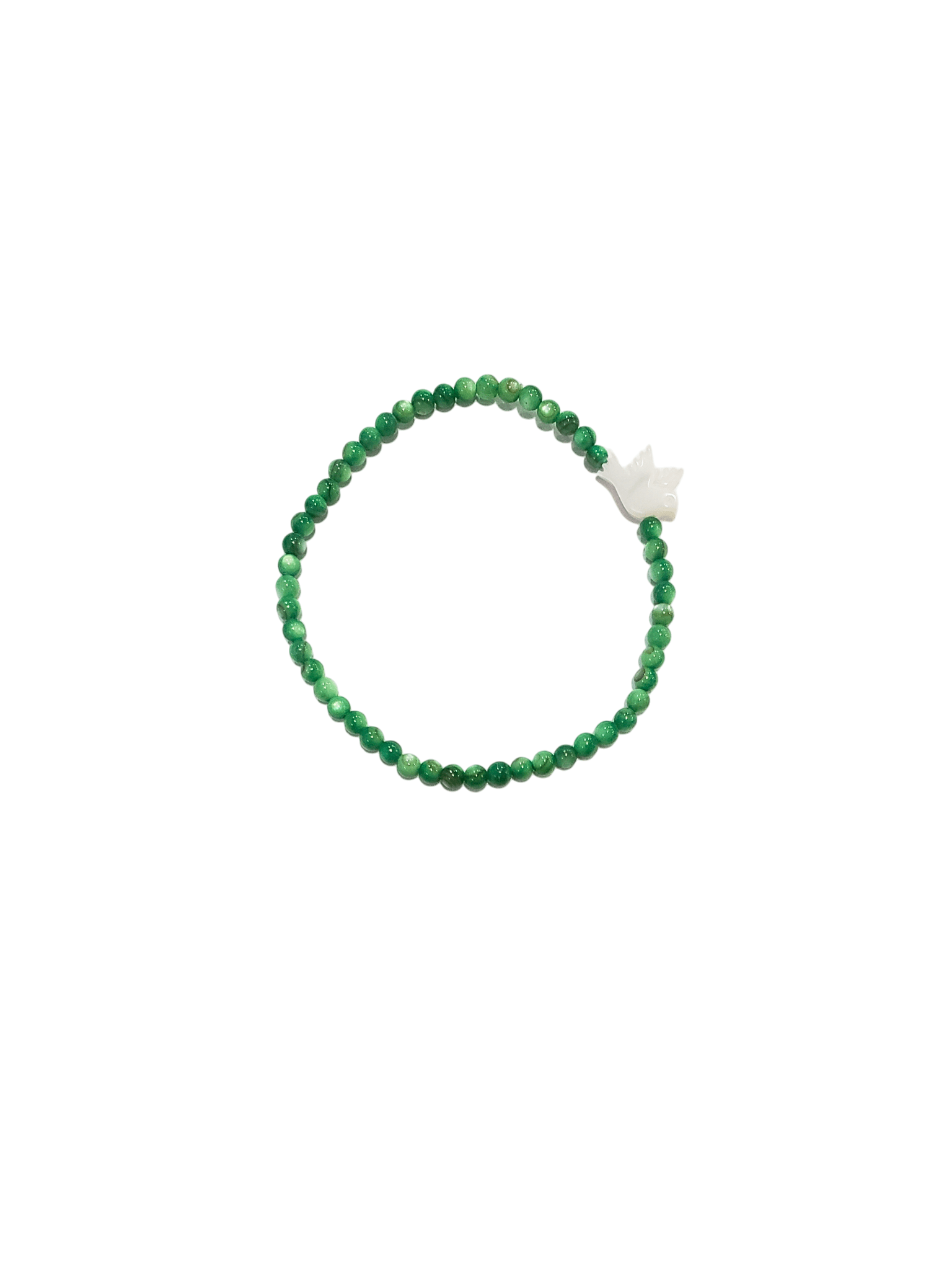 Pulseira de Pedra Natural Jade Verde Com Espírito Santo em Madrepérola-TerraCotta Arte Sacra