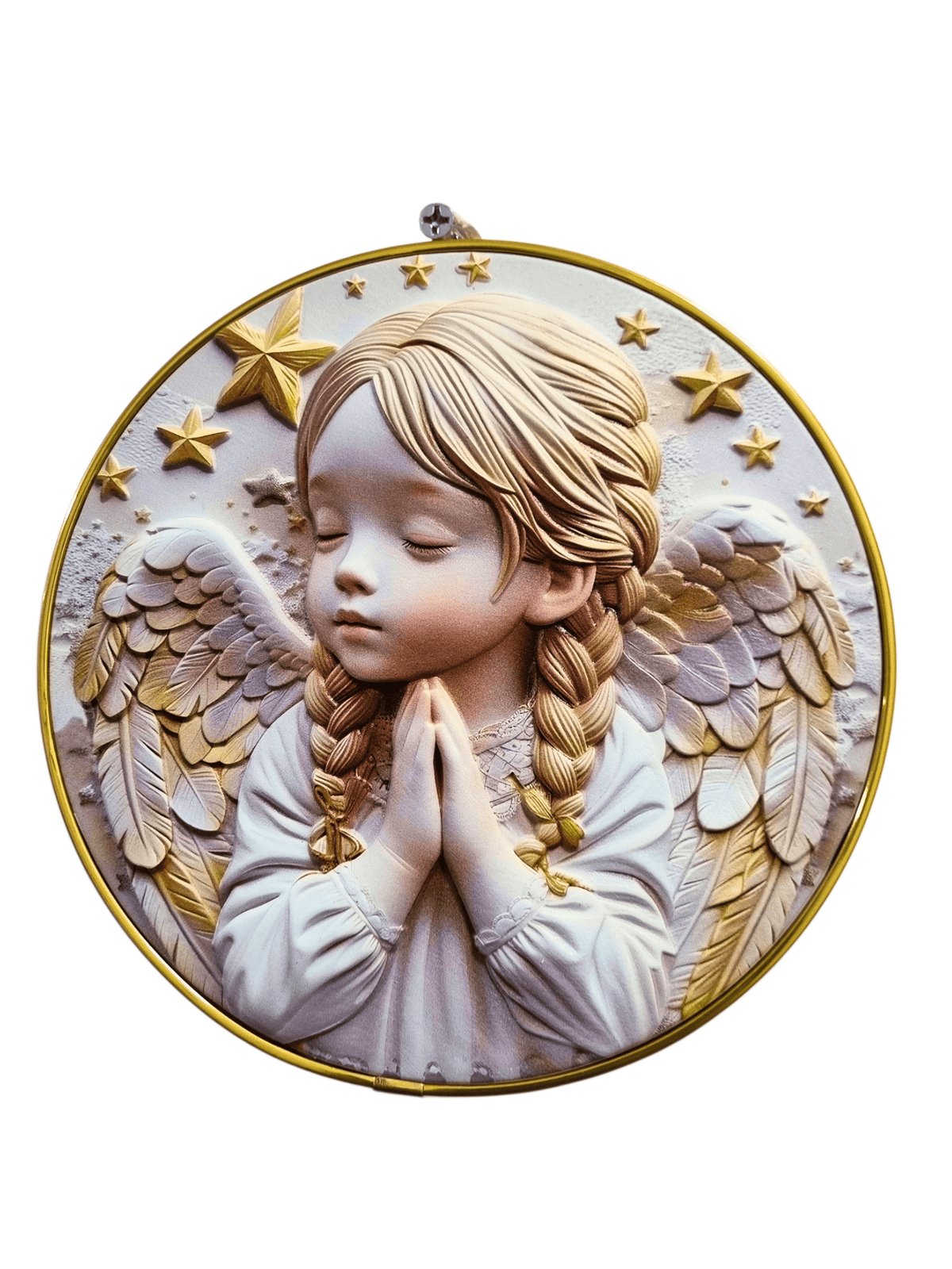 Quadro Anjo da Guarda em Porcelana 20 cm-TerraCotta Arte Sacra