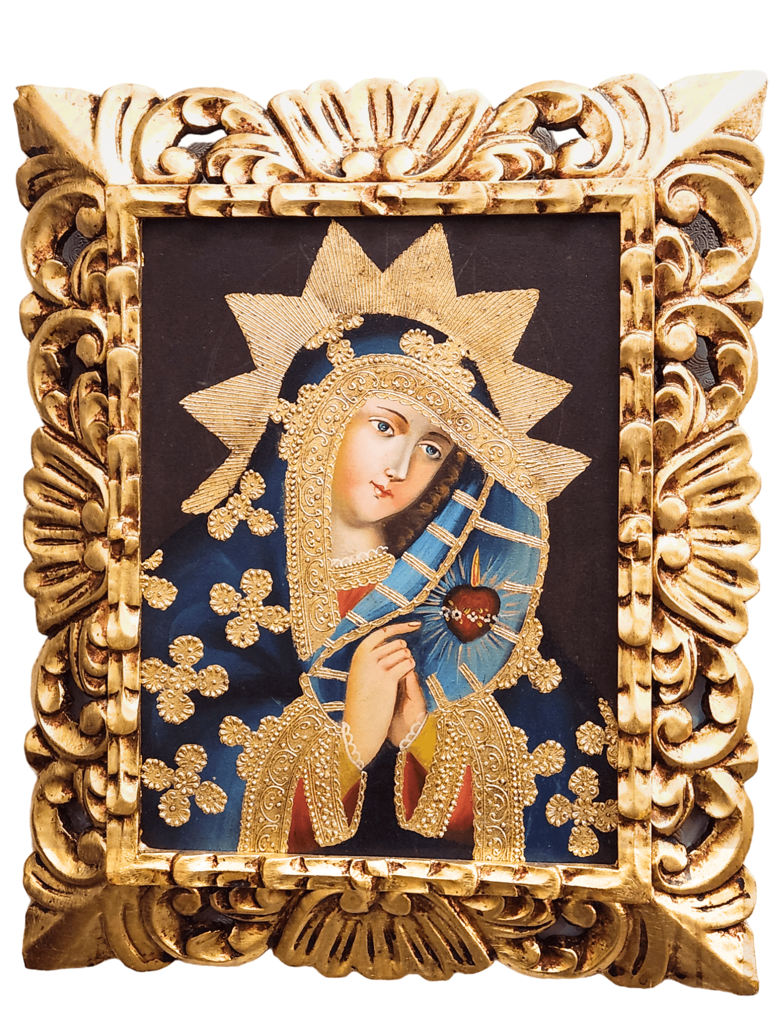 Quadro Cusquenho Imaculado Coração de Maria-TerraCotta Arte Sacra