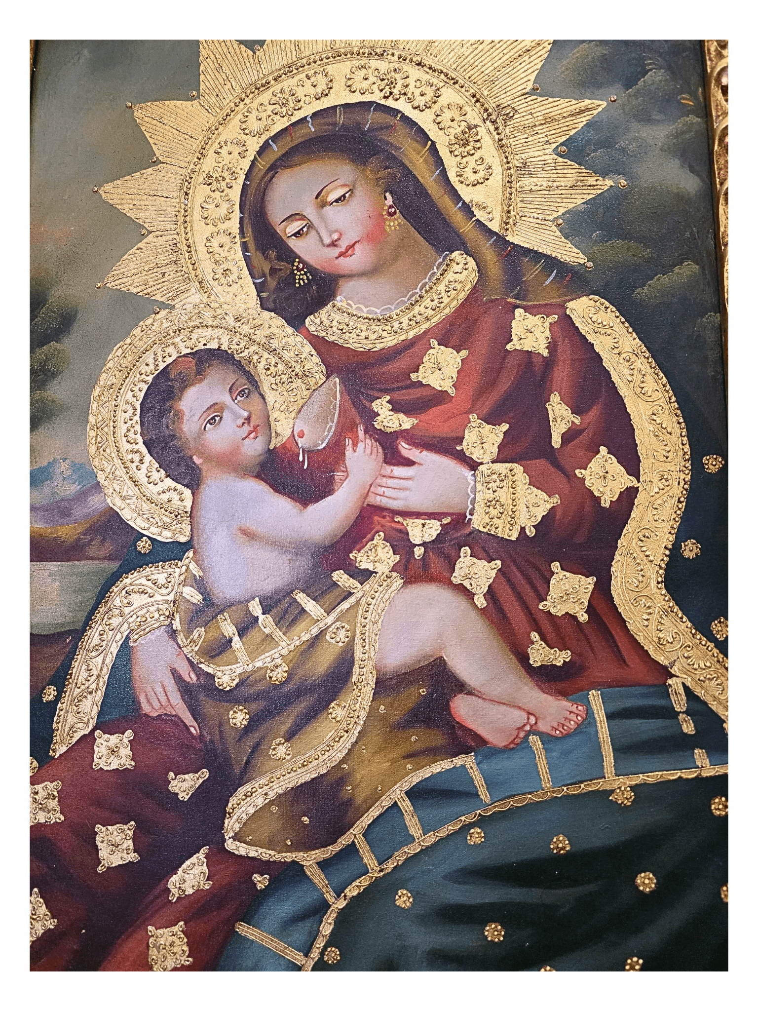 Quadro Cusquenho Nossa Senhora do Leite-TerraCotta Arte Sacra