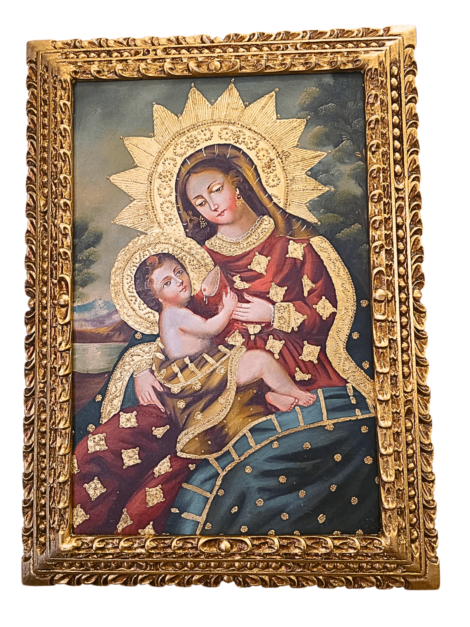 Quadro Cusquenho Nossa Senhora do Leite-TerraCotta Arte Sacra