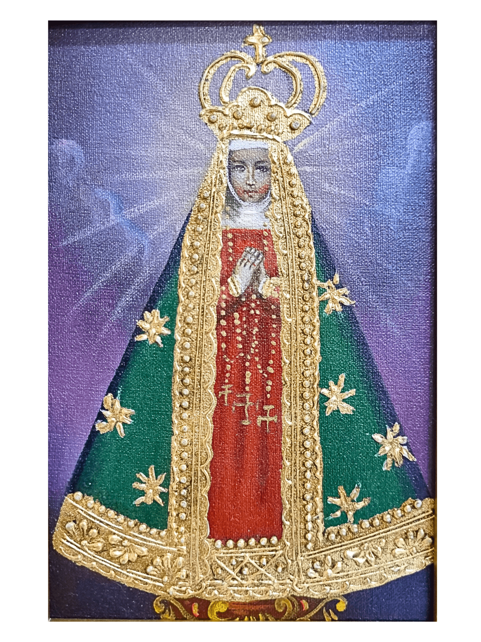 Quadro Cusquenho de Nossa Senhora Aparecida 23,5 cm x 18,5 cm-TerraCotta Arte Sacra