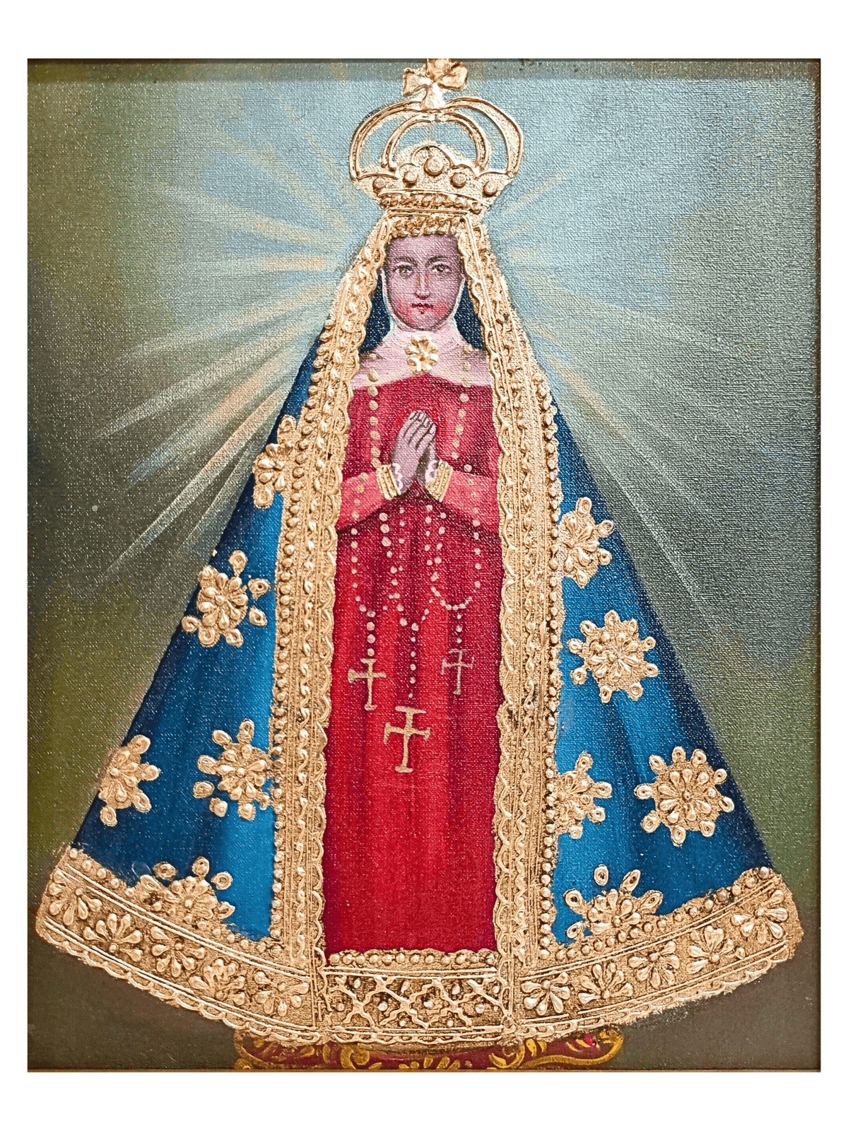 Quadro Cusquenho de Nossa Senhora Aparecida 35 cm x 19,5 cm-TerraCotta Arte Sacra