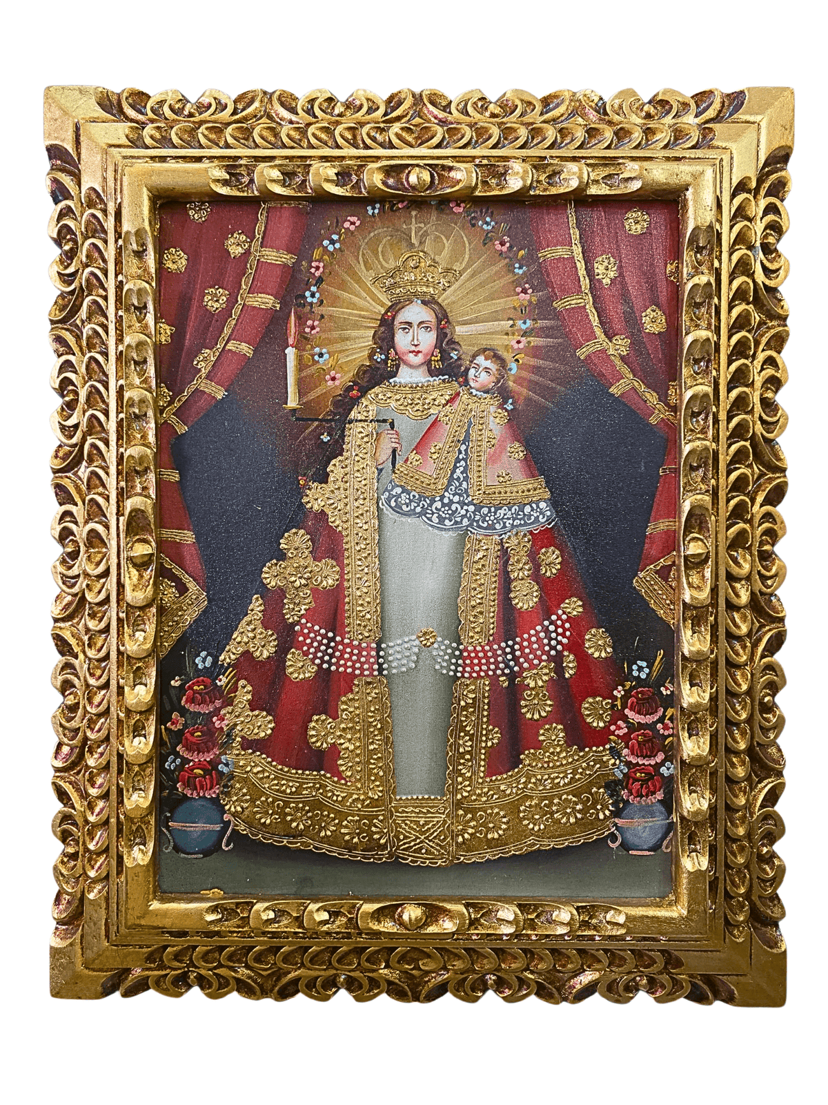 Quadro Cusquenho de Nossa Senhora da Candelaria-TerraCotta Arte Sacra