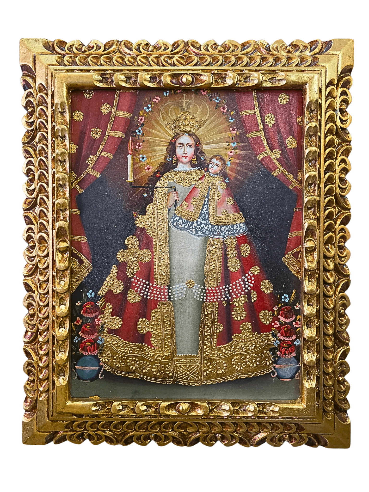 Quadro Cusquenho de Nossa Senhora da Candelaria-TerraCotta Arte Sacra