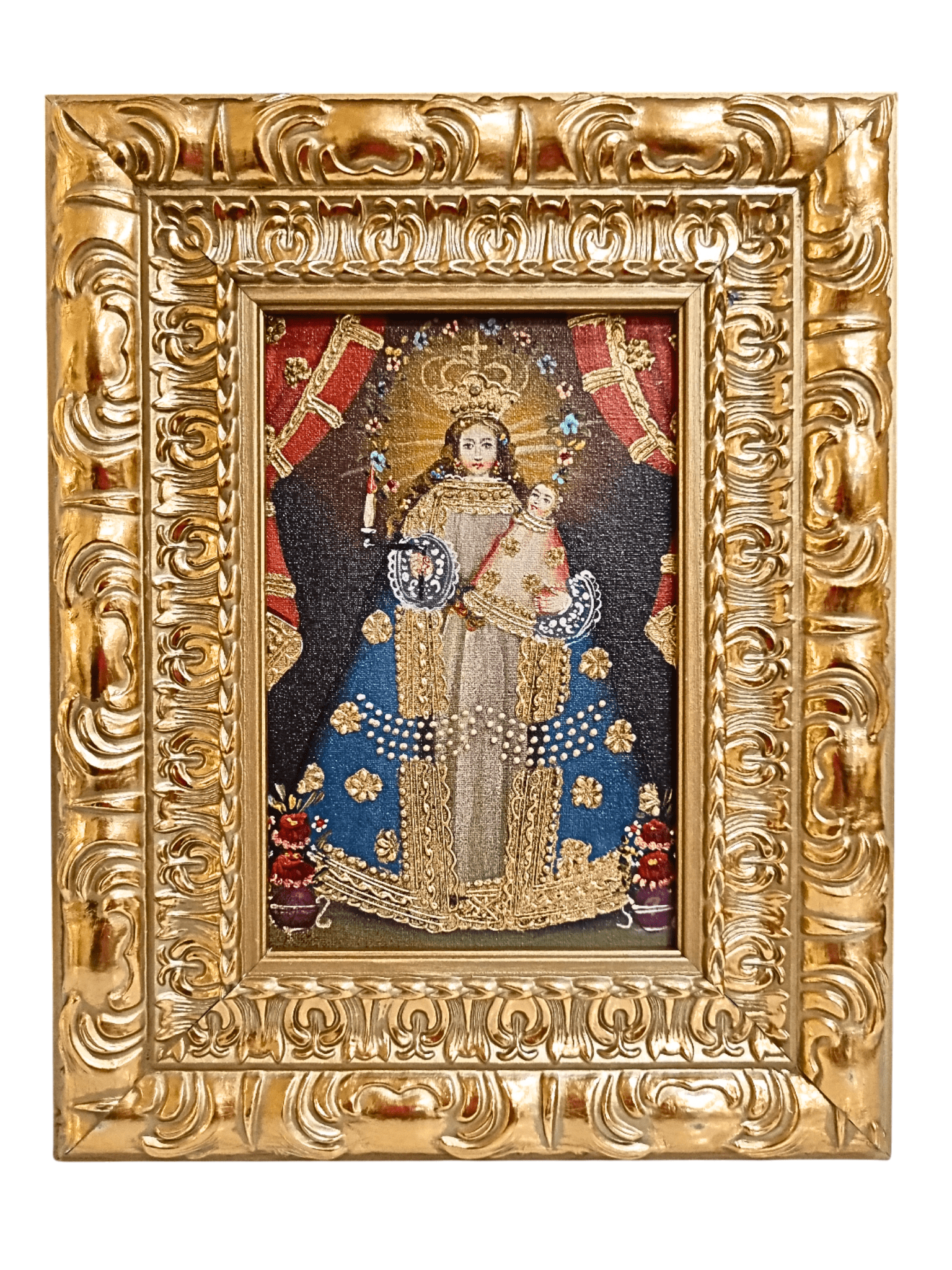 Quadro Cusquenho de Nossa Senhora das Candeias 23,5 cm x 18,5 cm-TerraCotta Arte Sacra