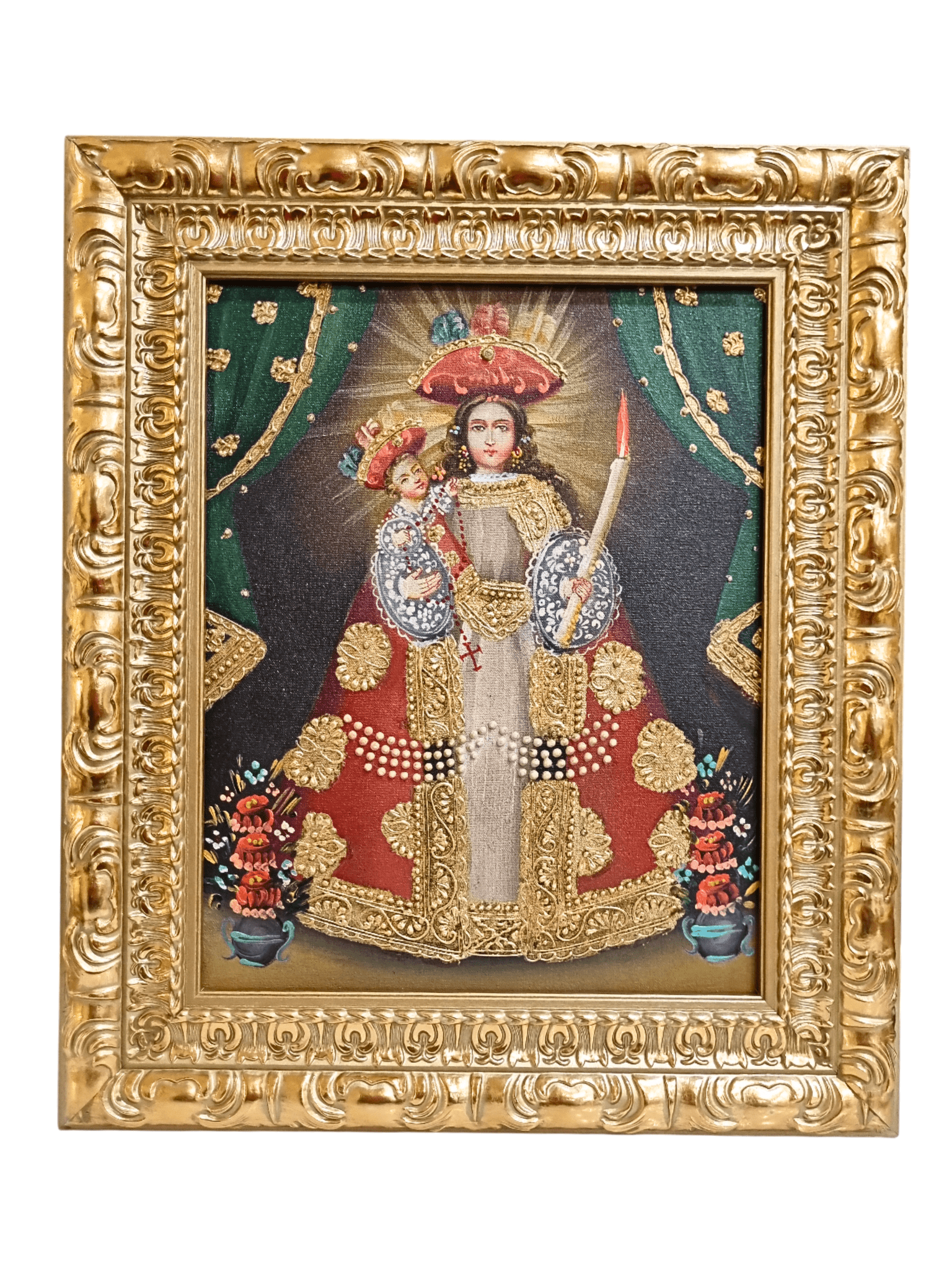 Quadro Cusquenho de Nossa Senhora das Candeias 35 cm x 19,5 cm-TerraCotta Arte Sacra