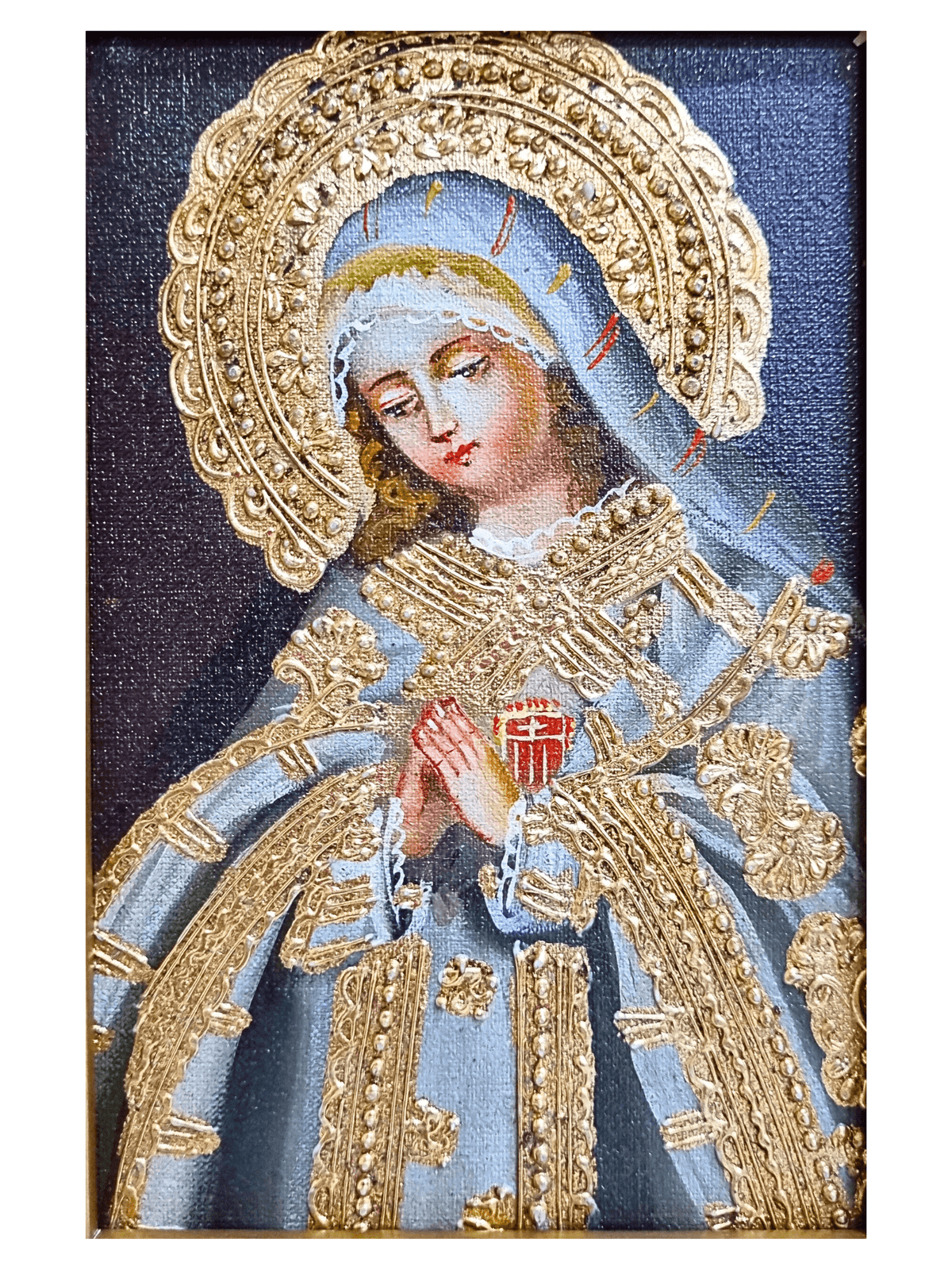 Quadro Cusquenho de Nossa Senhora das Mercês 23,5 cm x 18,5 cm-TerraCotta Arte Sacra