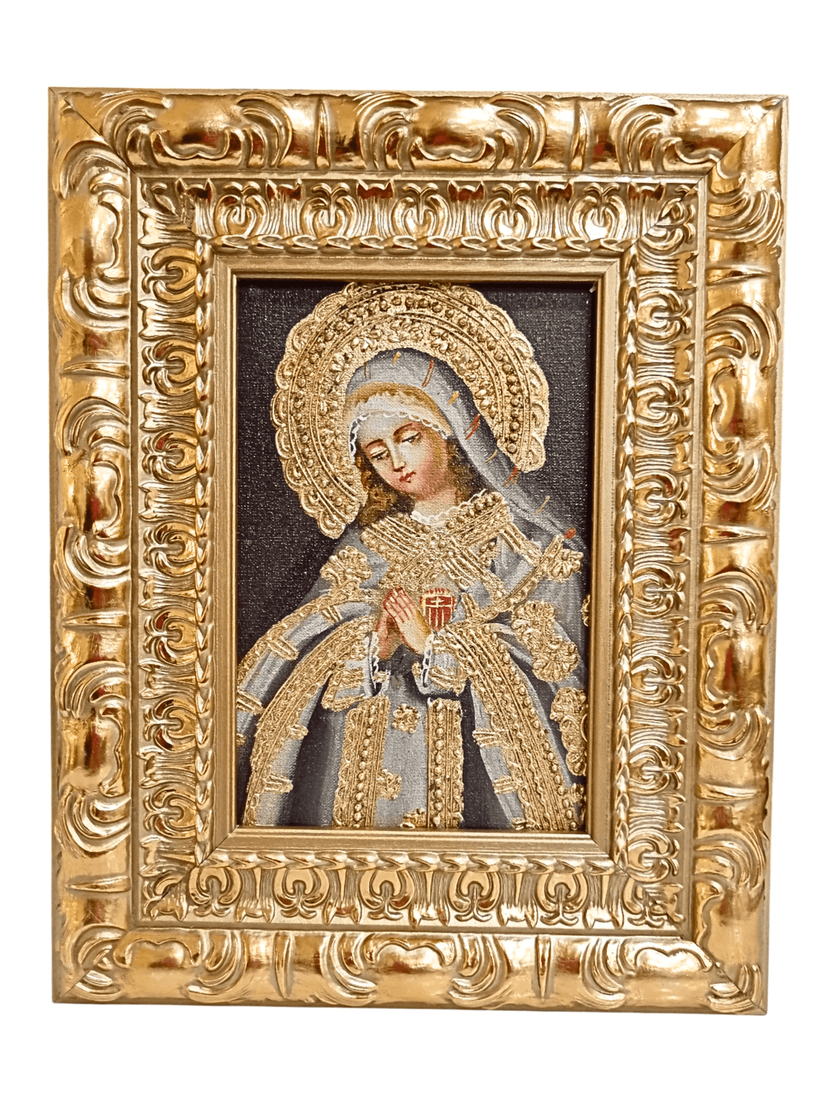 Quadro Cusquenho de Nossa Senhora das Mercês 23,5 cm x 18,5 cm-TerraCotta Arte Sacra