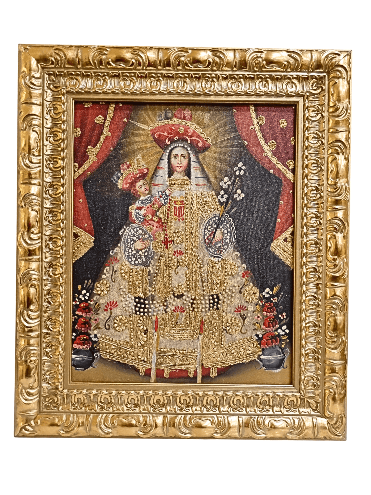 Quadro Cusquenho de Nossa Senhora das Mercês 23,5 cm x 18,5 cm-TerraCotta Arte Sacra