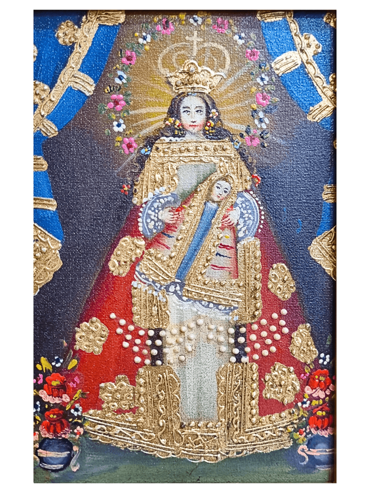 Quadro Cusquenho de Nossa Senhora de Belém 23,5 cm x 18,5 cm-TerraCotta Arte Sacra
