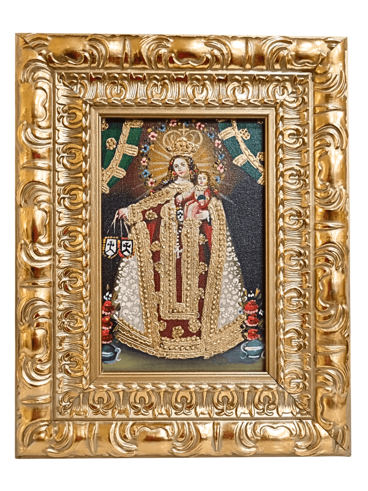 Quadro Cusquenho de Nossa Senhora do Carmo 23,5 cm x 18,5 cm-TerraCotta Arte Sacra