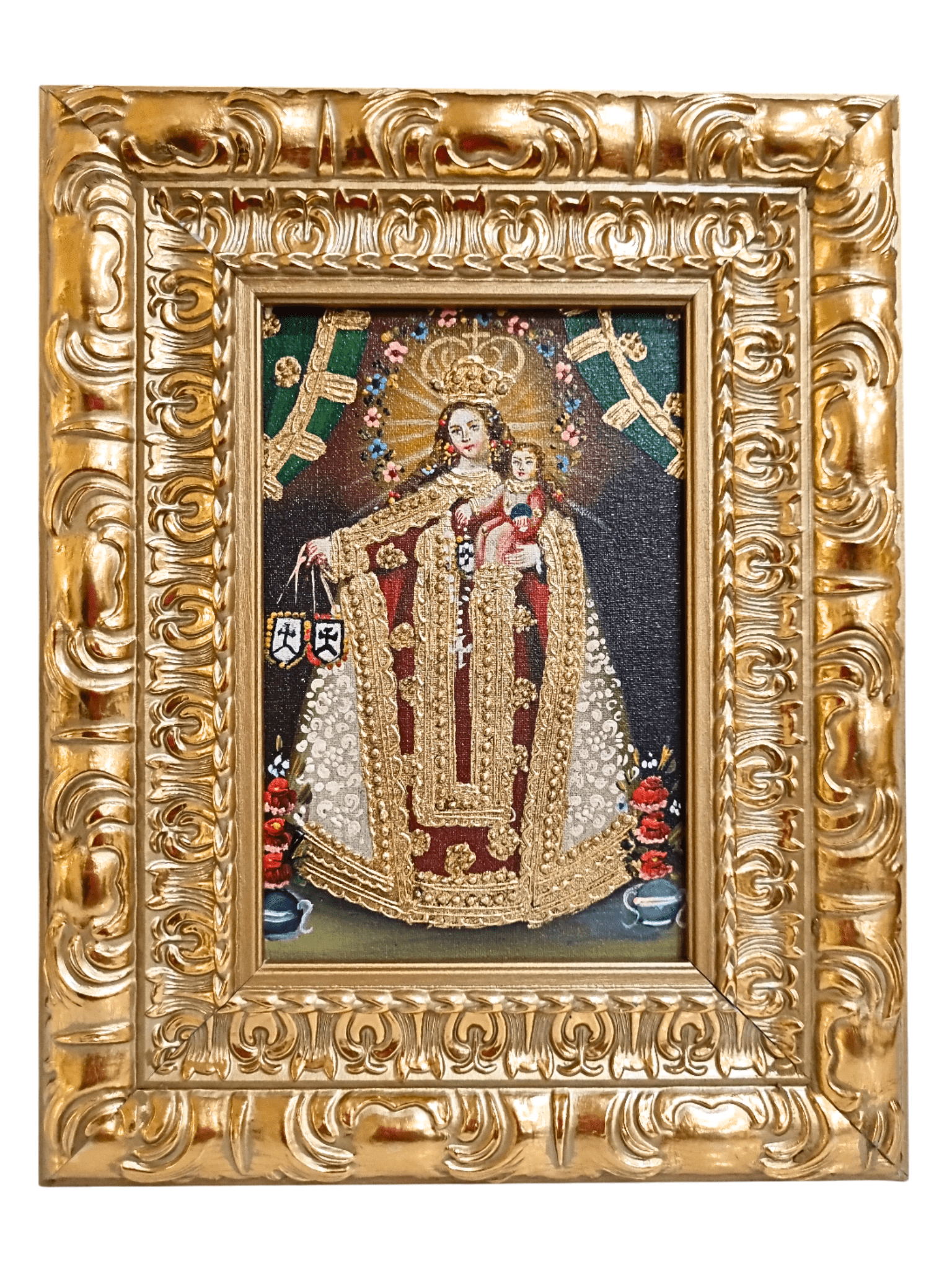 Quadro Cusquenho de Nossa Senhora do Carmo 23,5 cm x 18,5 cm-TerraCotta Arte Sacra