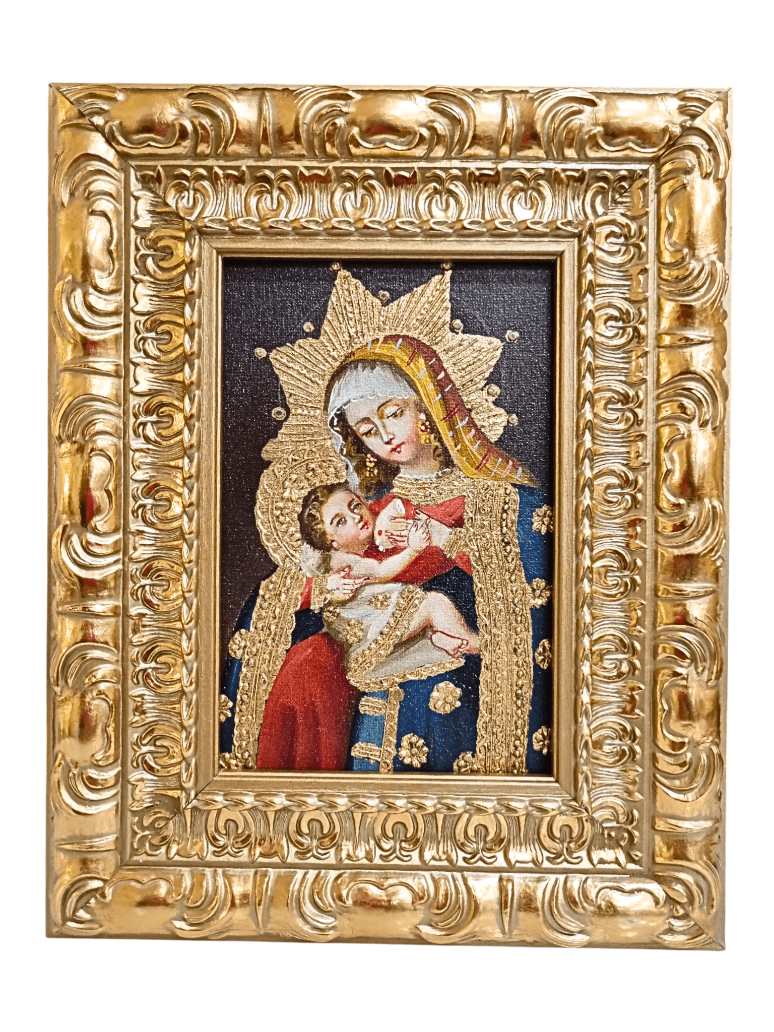 Quadro Cusquenho de Nossa Senhora do Leite 23,5 cm x 18,5 cm-TerraCotta Arte Sacra